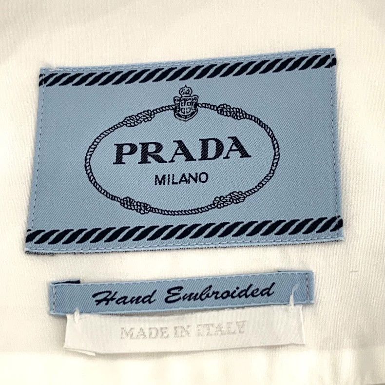 Prada PradaWhite flower diamond-inlaid cotton lapel long-sleeved Size US S / EU 44-46 / 1 - 5 Thumbnail