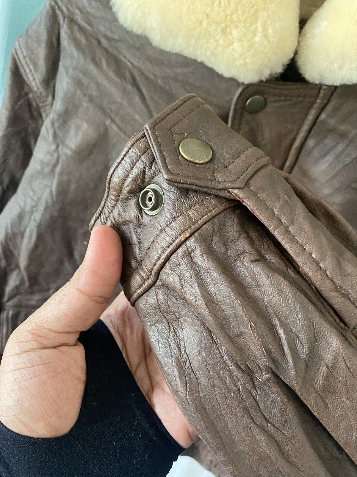 Japanese Brand × Uniqlo × Vintage Vintage Uniqlo Sherpa Neck Sheepskin Leather Jacket Size US L / EU 52-54 / 3 - 8 Thumbnail