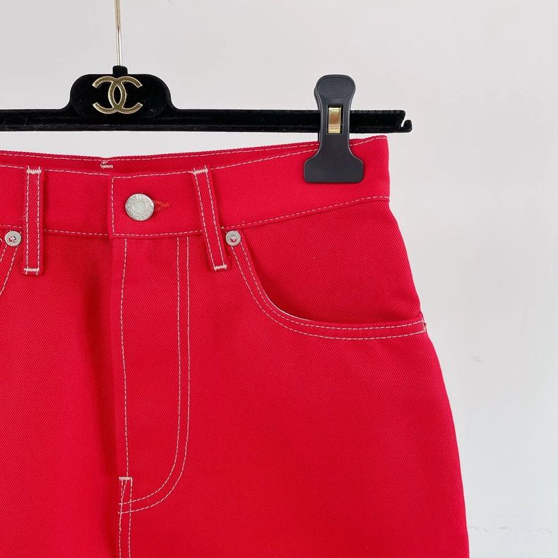 Helmut Lang HELMUT LANG Red denim half skirt Size 27" / US 4 / IT 40 - 3 Thumbnail