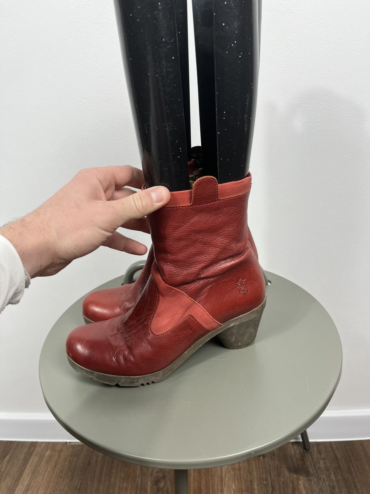 Fly London Fly London Womens Red Leather Mid Calf Heeled Boots EU 39 Size US 8 / IT 38 - 4 Thumbnail