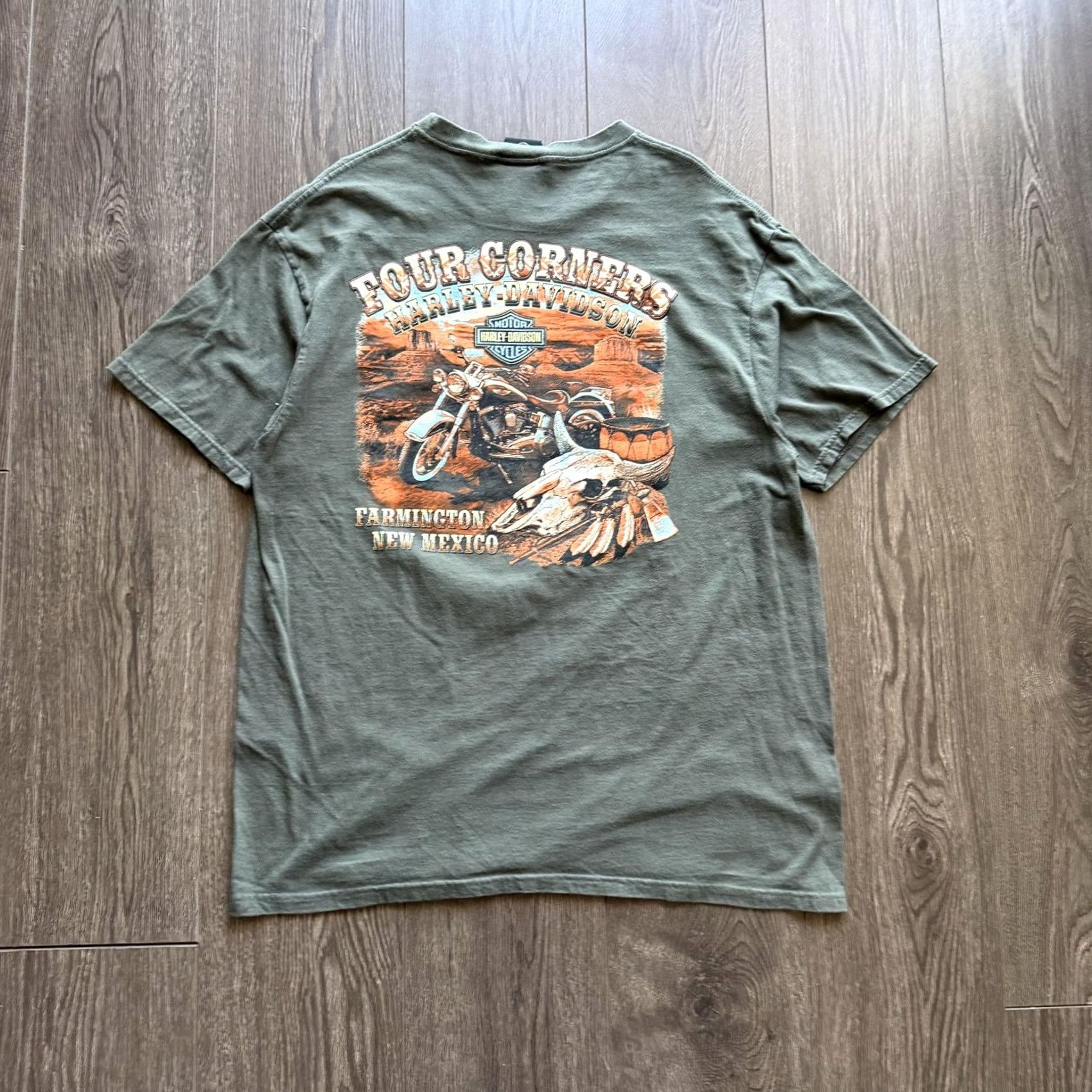 Harley Davidson VINTAGE Harley-Davidson Shirt XL Green Four Corners Farmington NM Graphic Biker Tee Size US XL / EU 56 / 4 - 6 Thumbnail