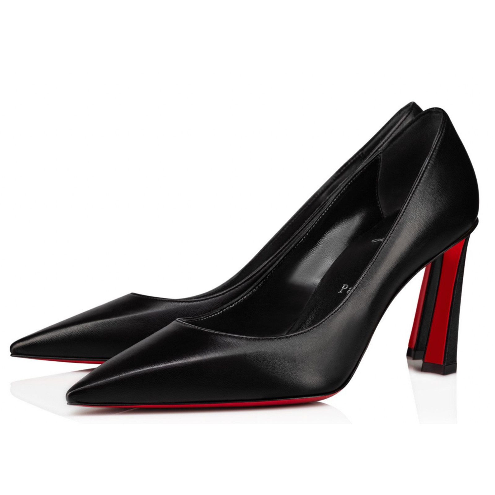 Christian Louboutin Condora 85 Black Kid Leather Pointed Toe Lower Heel Pump 35 Size US 5 / IT 35 - 1 Thumbnail