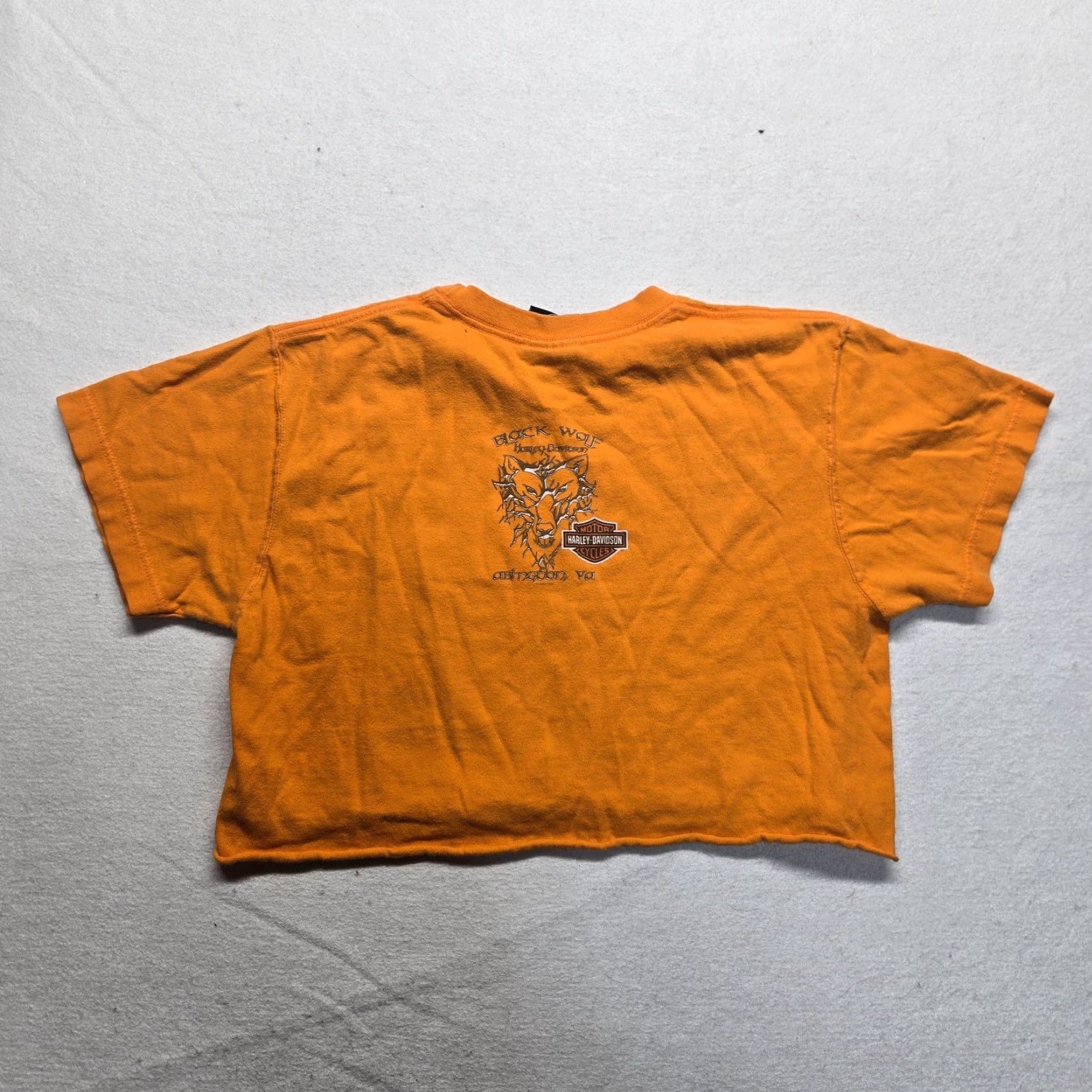 Harley Davidson Harley-Davidson Women’s Cropped T-Shirt S Orange Solid Short Sleeve 90s Vintage Size S / US 4 / IT 40 - 7 Thumbnail