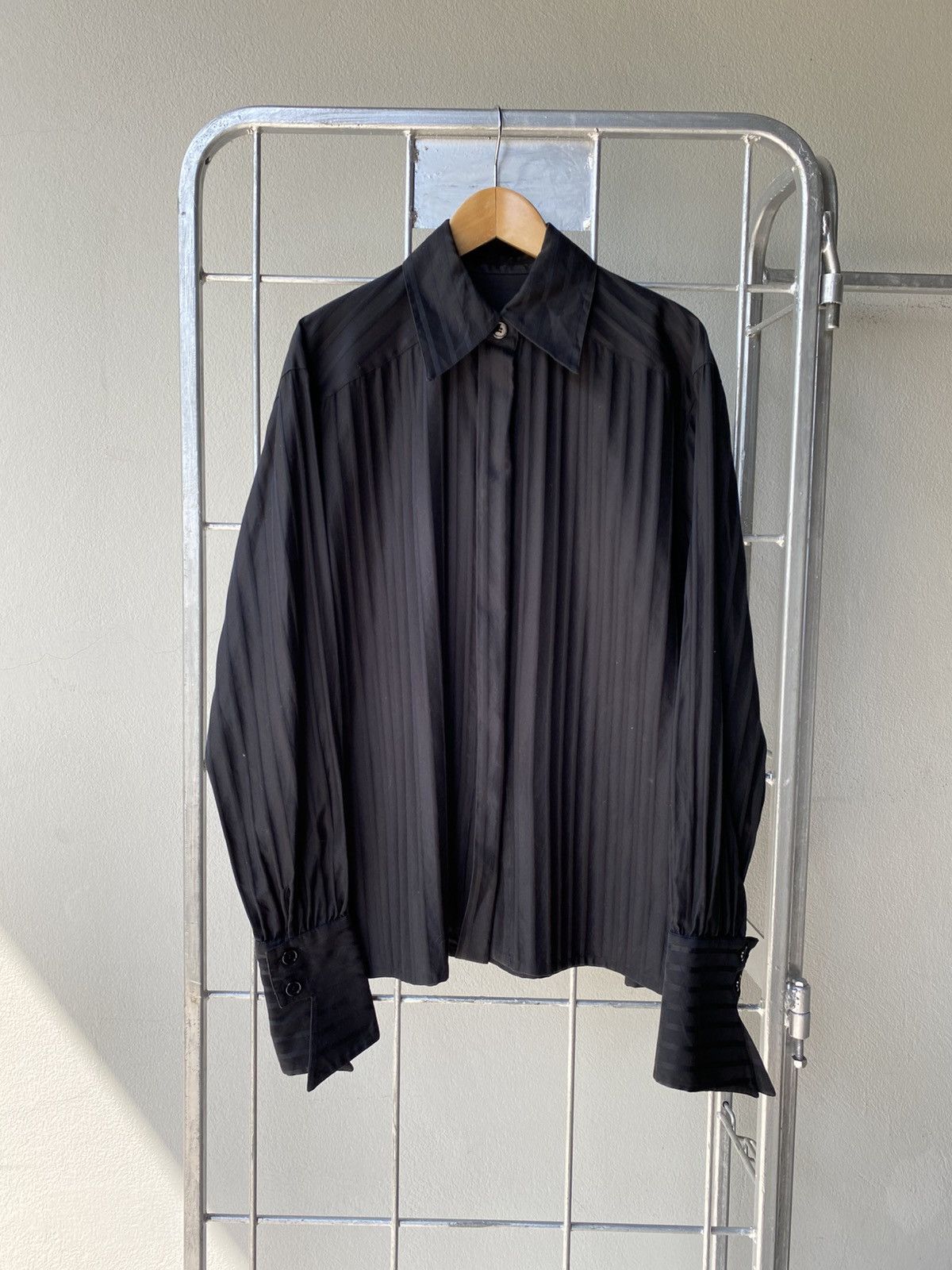 Dior Christian Dior Black Pleated Satin Shirt Size M / US 6-8 / IT 42-44 - 1 Thumbnail