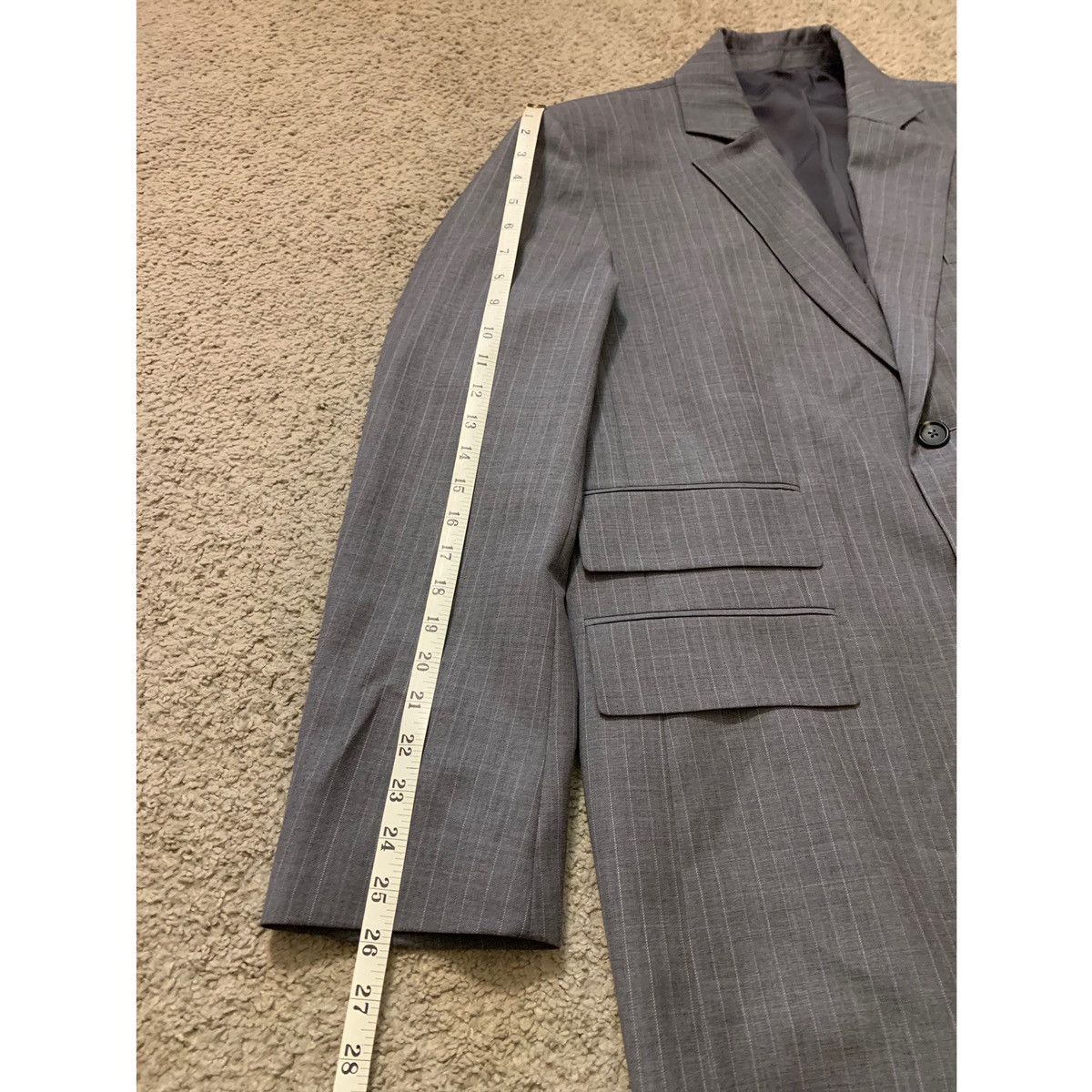 Helmut Lang HELMUT LANG OVERSIZED GRAY PINSTRIPES BLAZER Size 44L - 18 Thumbnail