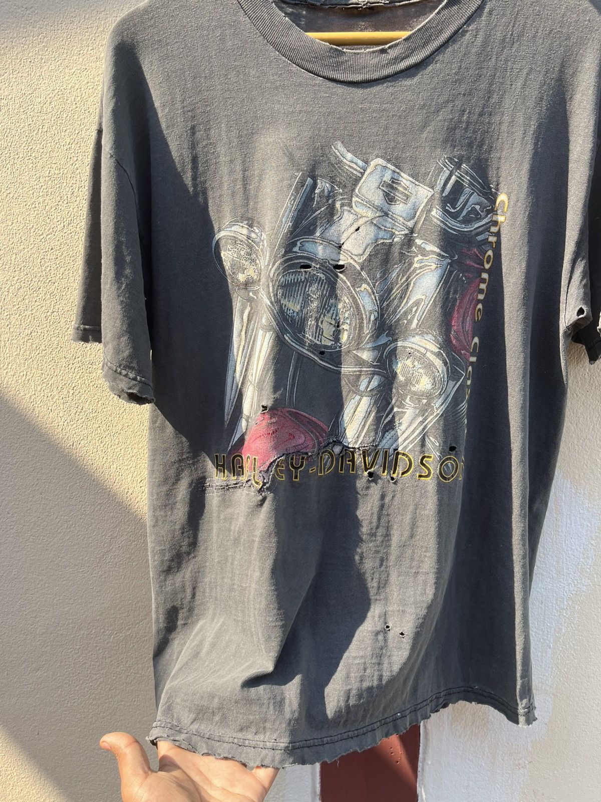 Vintage Thrashed faded chrome H-D tee Distressed Size US L / EU 52-54 / 3 - 4 Thumbnail