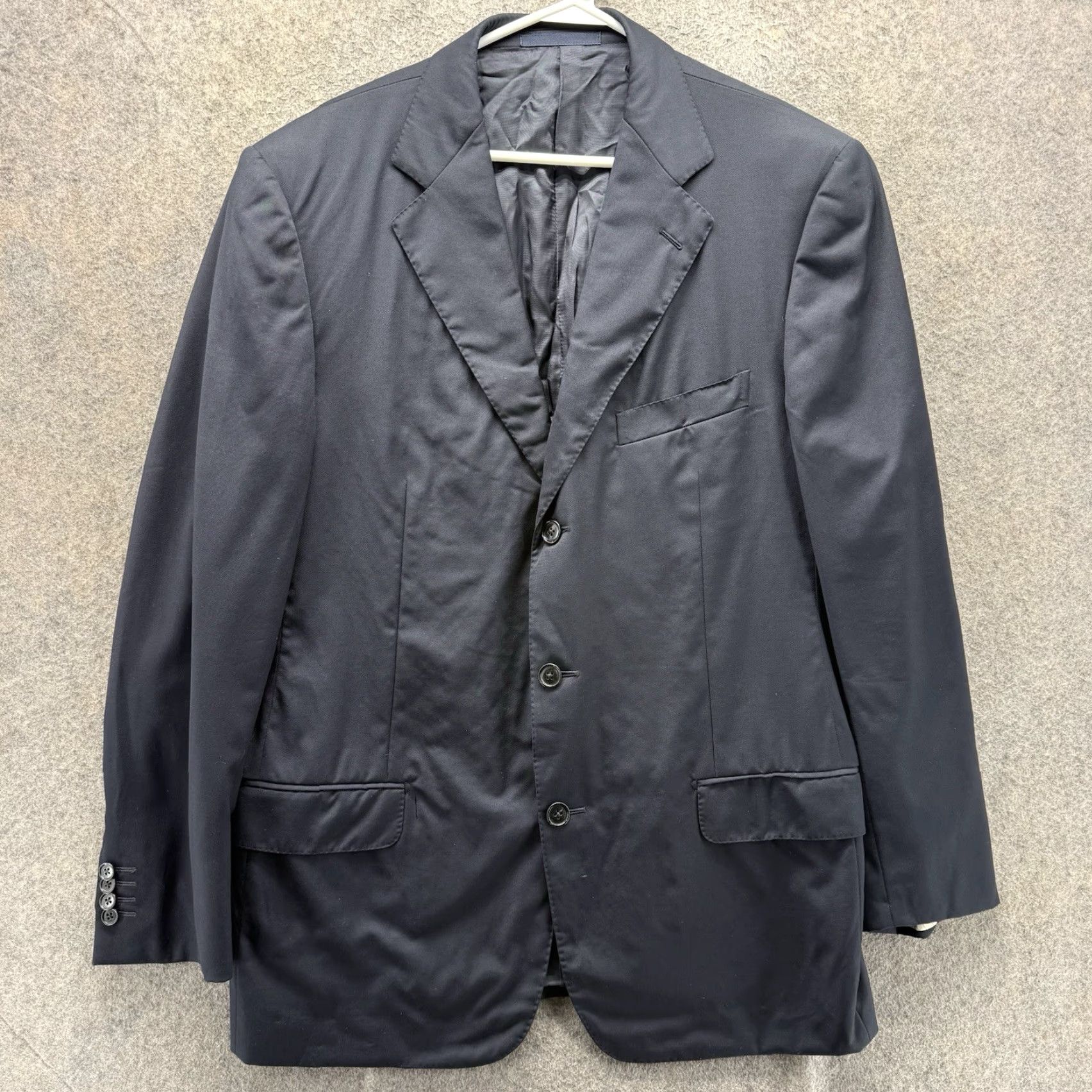 Ermenegildo Zegna Ermenegildo Zegna Sport Jacket Mens 52L Blue Three-Button Notch Lapel Italy 44L Wool Suit Jacket Size 52R - 2 Thumbnail