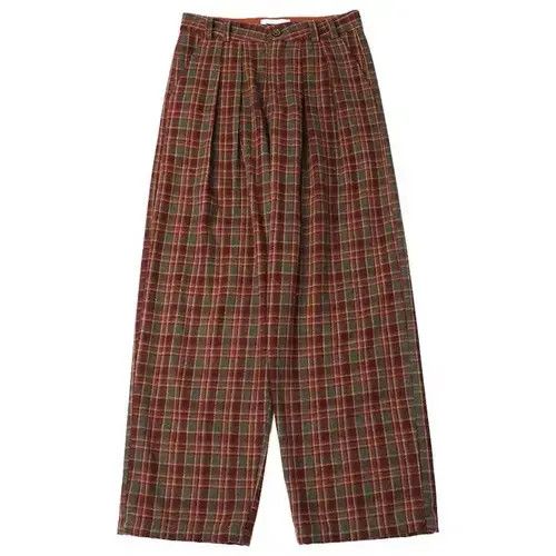 Jean 20AW Indigo Union Japan Red Green Checked Beaver Pants Size US 32 / EU 48 - 2 Thumbnail
