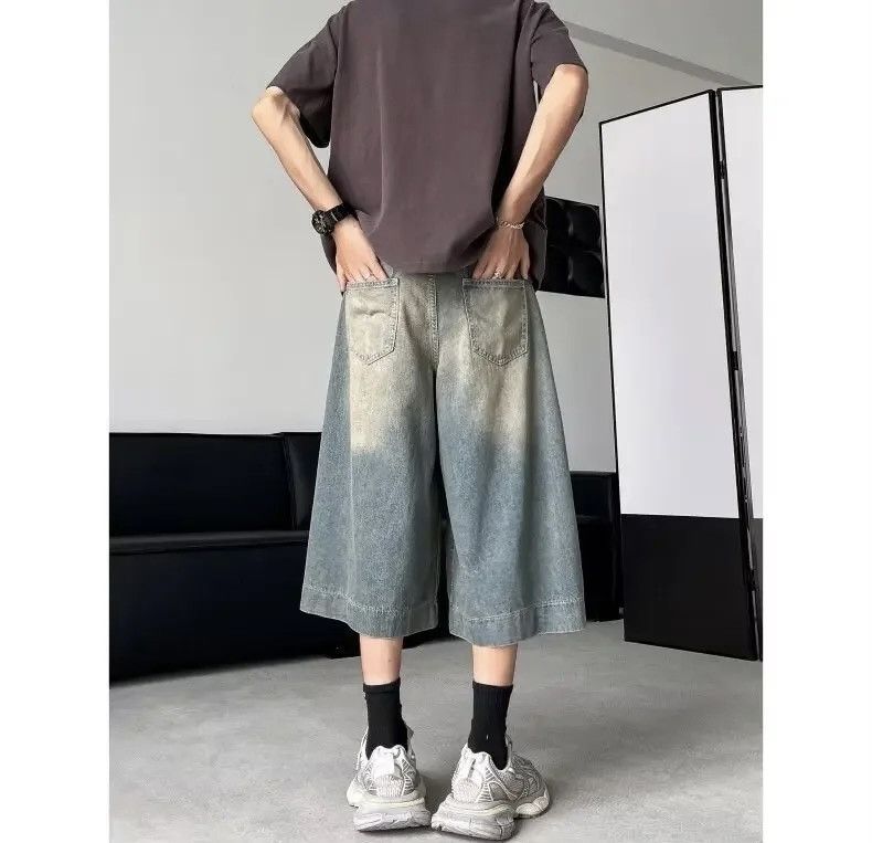 Japanese Brand Vintage Loose-fit Denim Shorts Straight-leg Wide-leg Casual Size US 27 - 4 Thumbnail