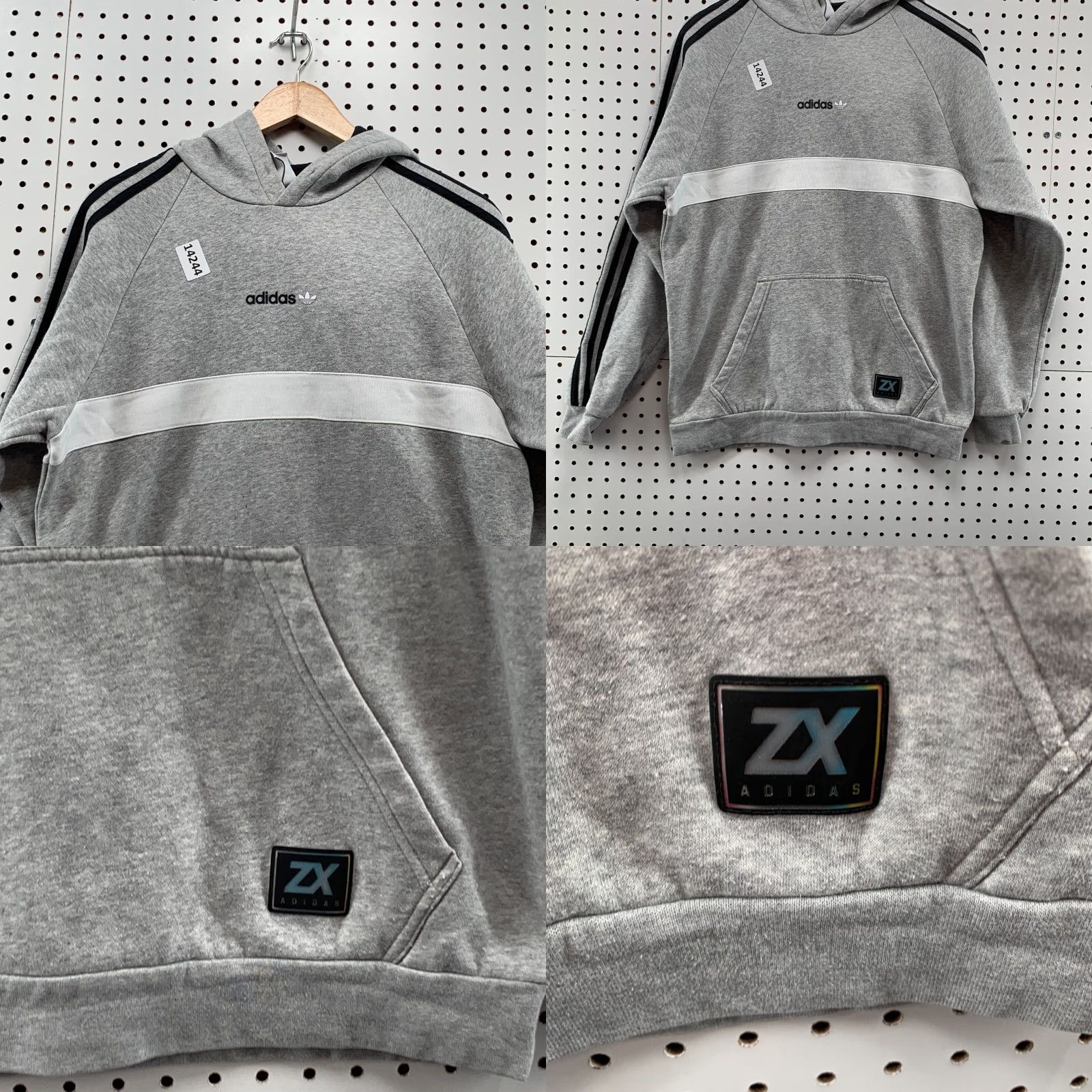 Adidas Adidas Hooded Long Sleeve Gray Sweater Men Size Medium Striped Sleeves Size US M / EU 48-50 / 2 - 8 Thumbnail