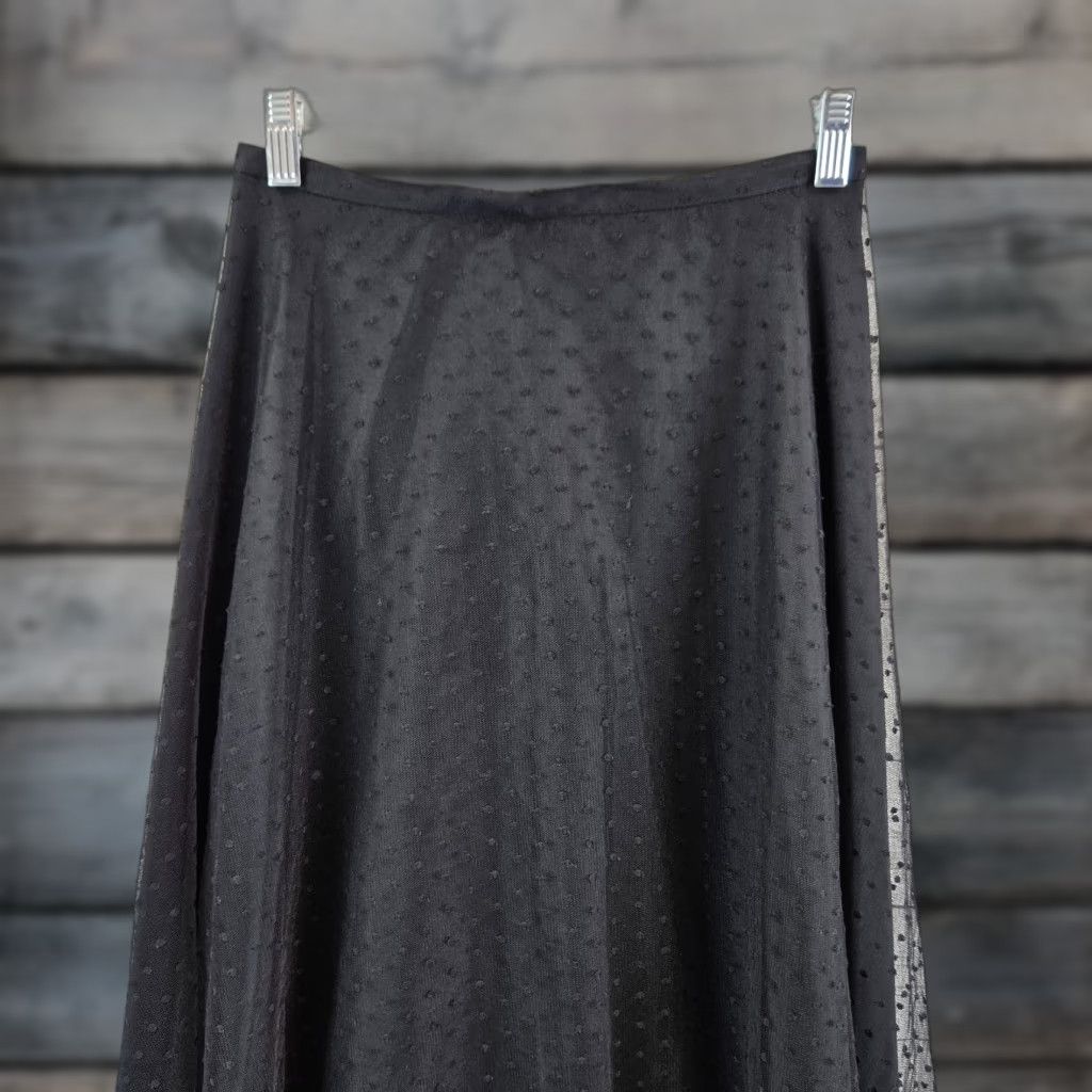 Neiman Marcus VINTAGE Neiman Marcus Womens Skirt Black Polka Dot Nylon Zip Knee Length A-Line Size 4 Womens Size 27" / US 4 / IT 40 - 1 Thumbnail