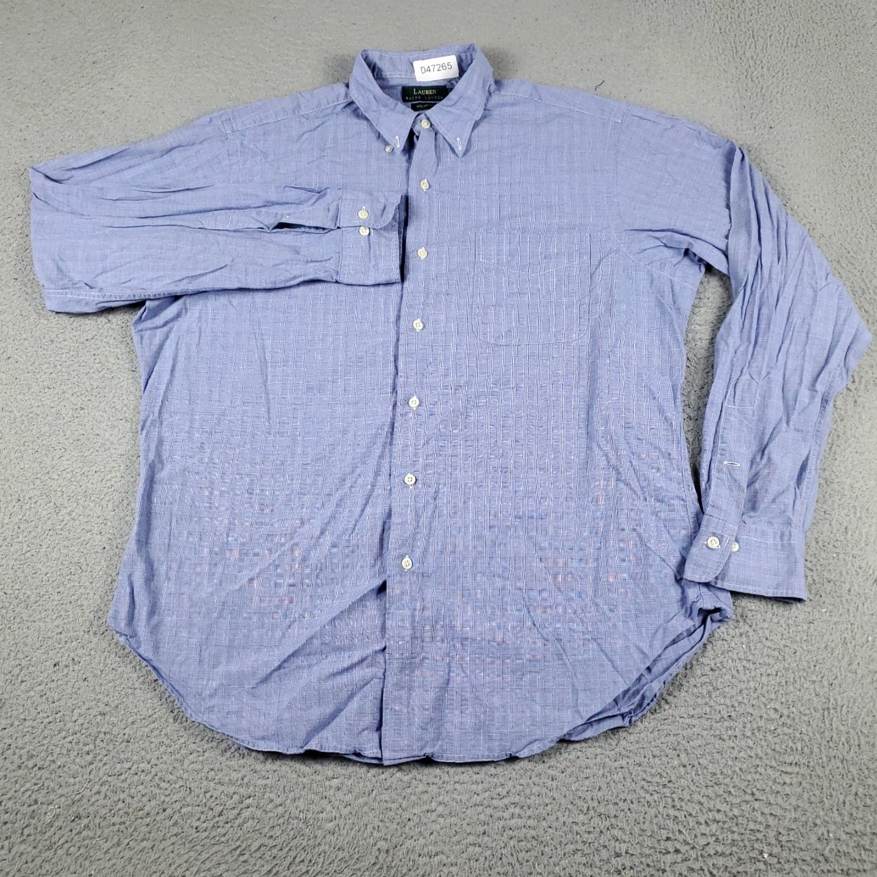 Ralph Lauren Ralph Lauren Shirt Mens 16 Dress Button-Down Long Sleeve Blue Plaid Cotton Size 42R - 2 Thumbnail