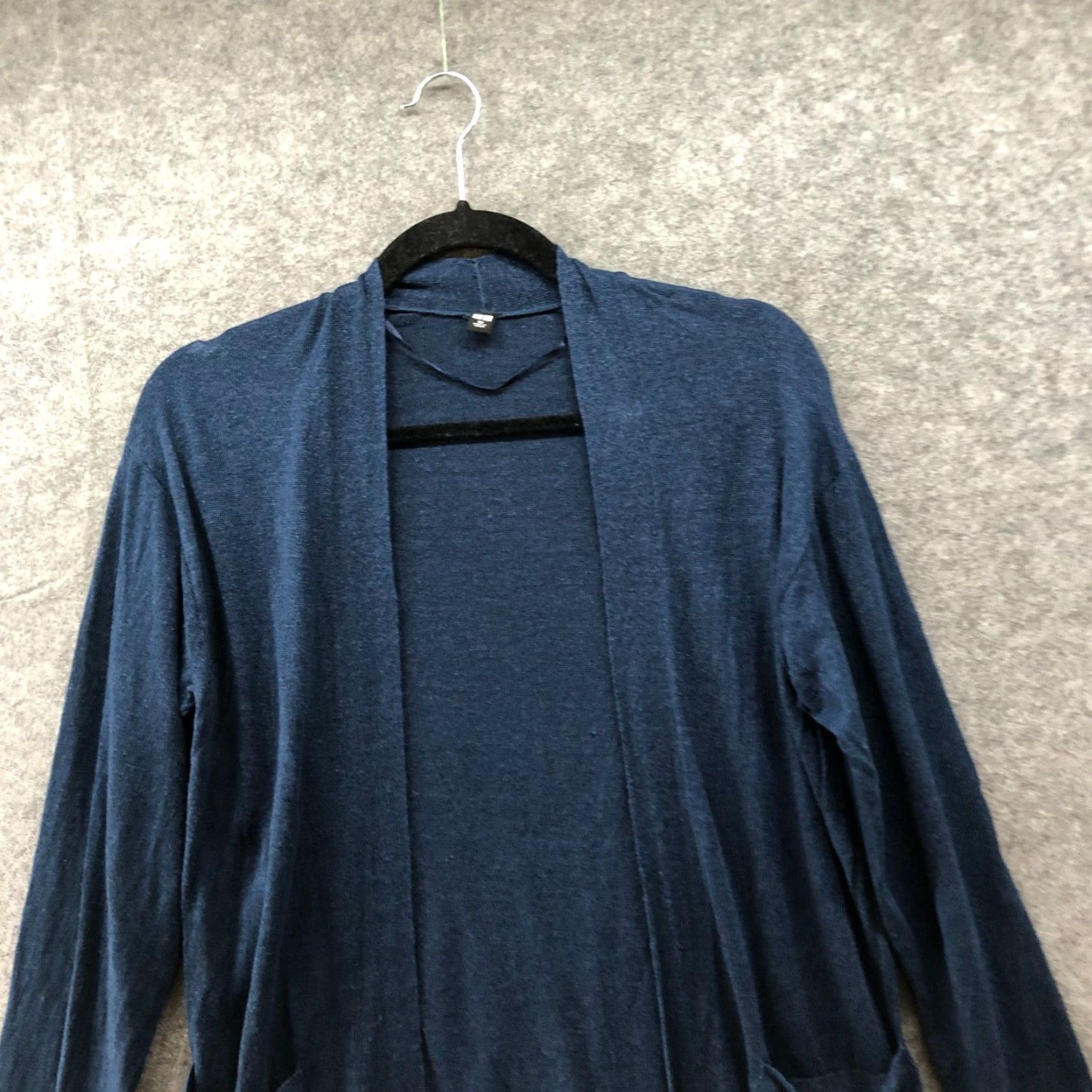 Uniqlo Uniqlo Cardigan Womens XS Dark Blue Linen Blend Open Front Pockets Knit Sweater Open-Knit Solid Button Casual Size XS / US 0-2 / IT 36-38 - 3 Thumbnail