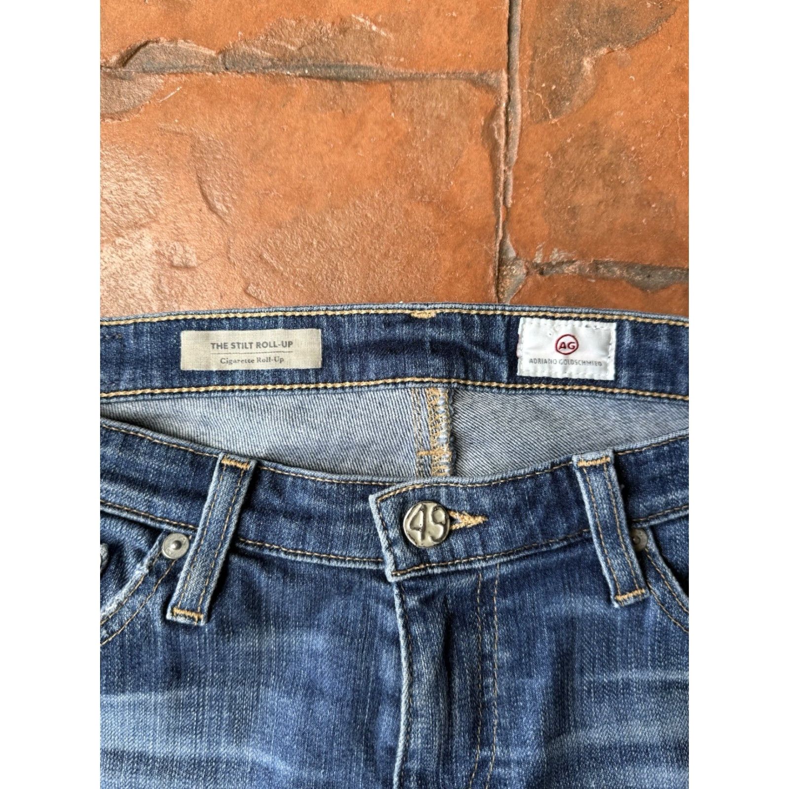 Vintage AG Adriano Goldschmied The Stilt Cigarette Roll-Up Jeans Women's 28 Distressed Jeans Size 28" / US 6 / IT 42 - 2 Thumbnail