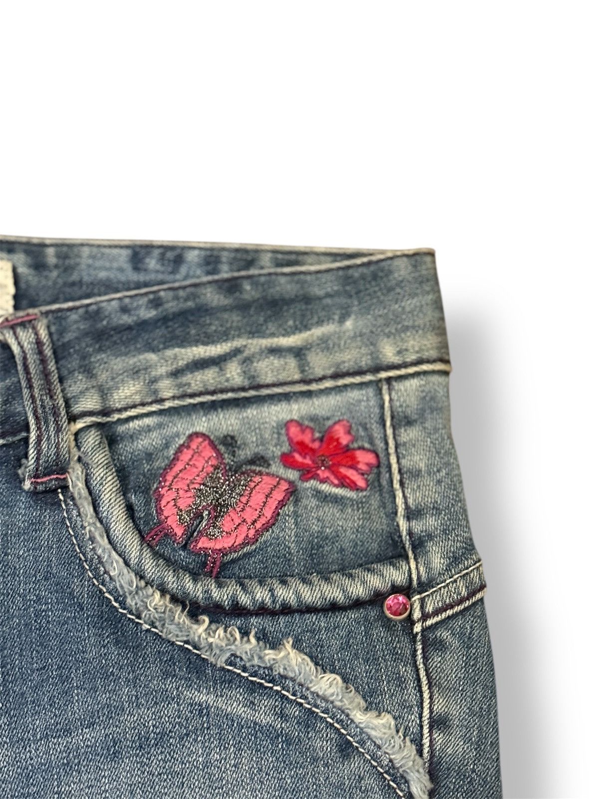 Ed Hardy Ed Hardy Inspired - Pink Butterfly Embroidery Bootcut Jean Size 27" / US 4 / IT 40 - 4 Thumbnail