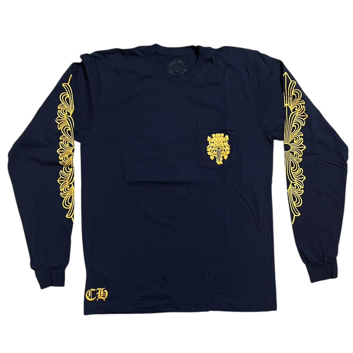 Chrome Hearts Dark Blue Dagger V89 Long Sleeve Pocket Tee
