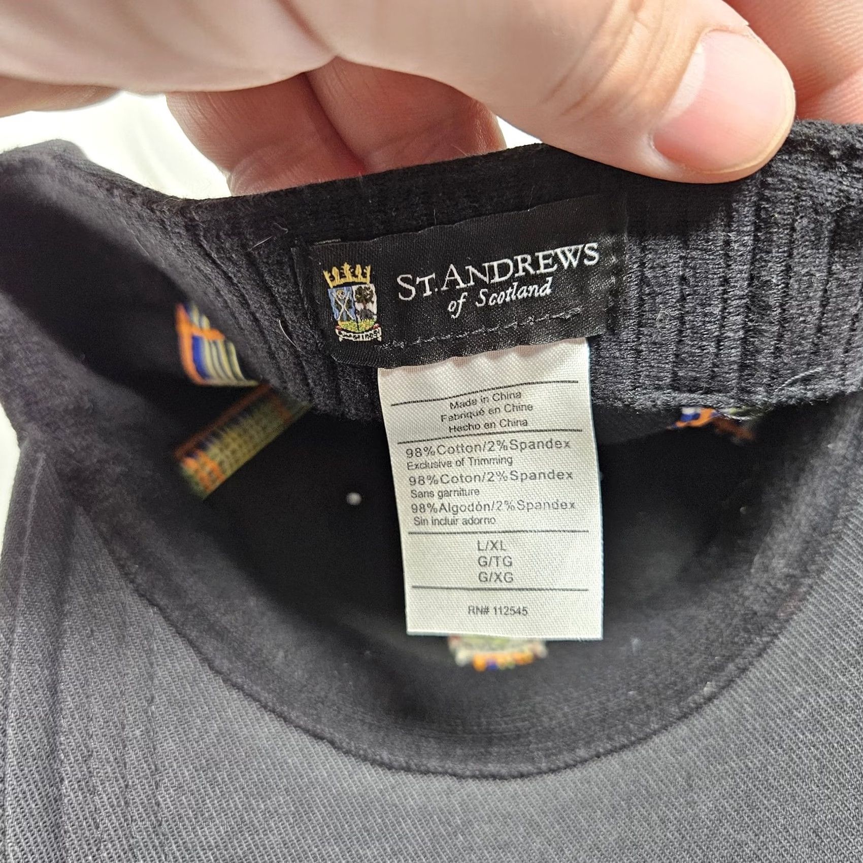 Vintage St Andrews of Scotland Hat Cap Fitted Mens Large Embroidered Golf Crest L XL Black Cotton Spandex Twill Baseball Cap Crown Mens Size ONE SIZE - 7 Thumbnail