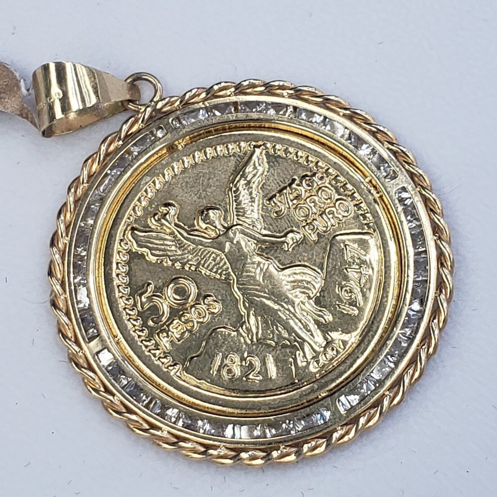 032c 14k solid gold 50 pesos centenario Coin Bezel Frame pendant Size ONE SIZE - 6 Thumbnail