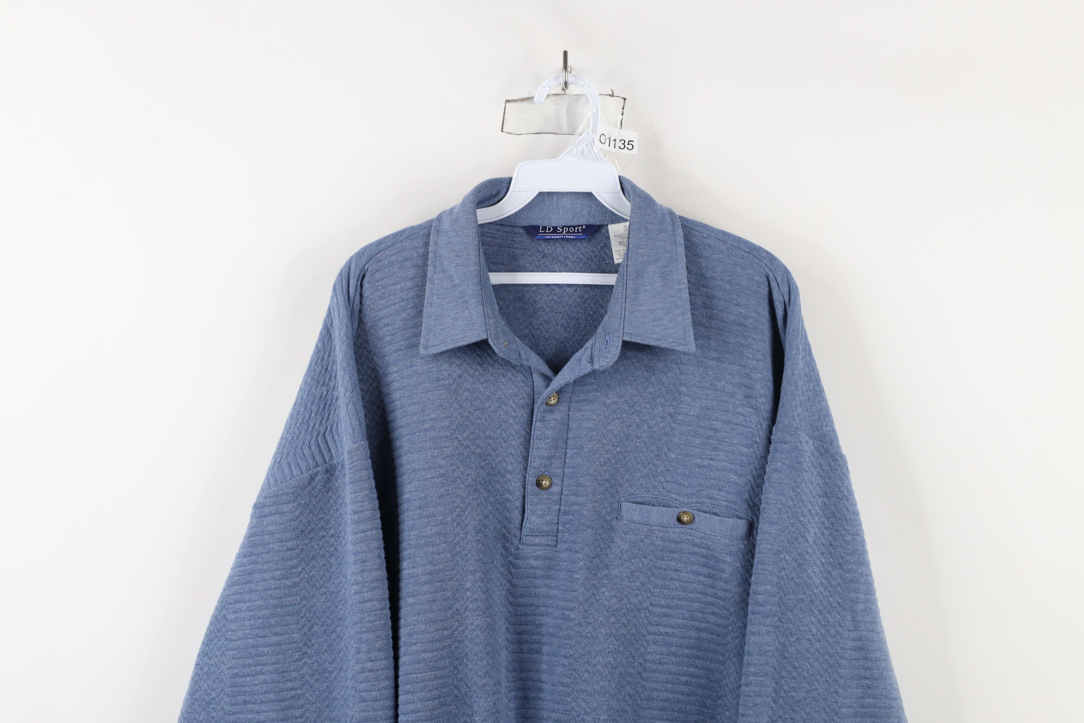 Vintage Vintage 90s Streetwear Knit Pullover Polo Shirt Blue Size US XL / EU 56 / 4 - 2 Thumbnail