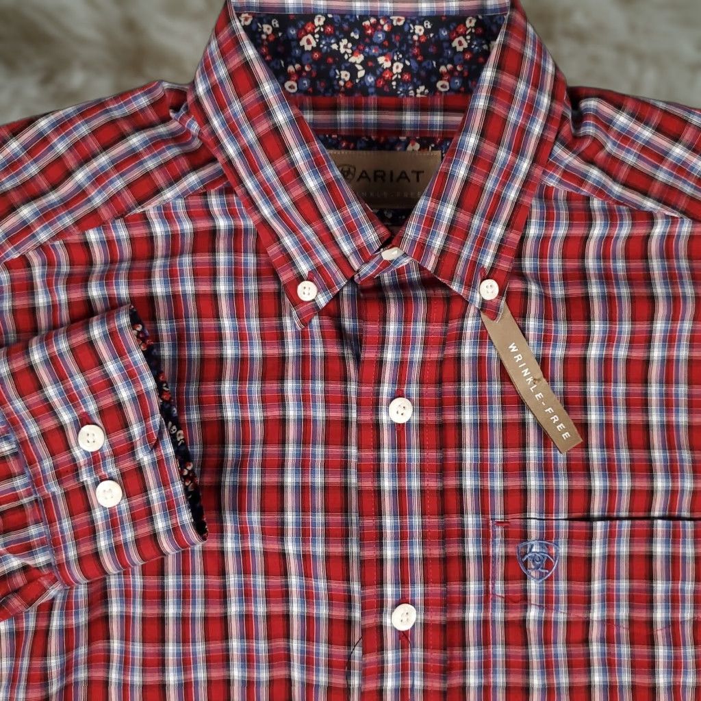 Ariat Ariat Mens Shirt XS Blue Plaid Long Sleeve Button Up Casual Business Formal Workwear Size US XS / EU 42 / 0 - 1 Thumbnail