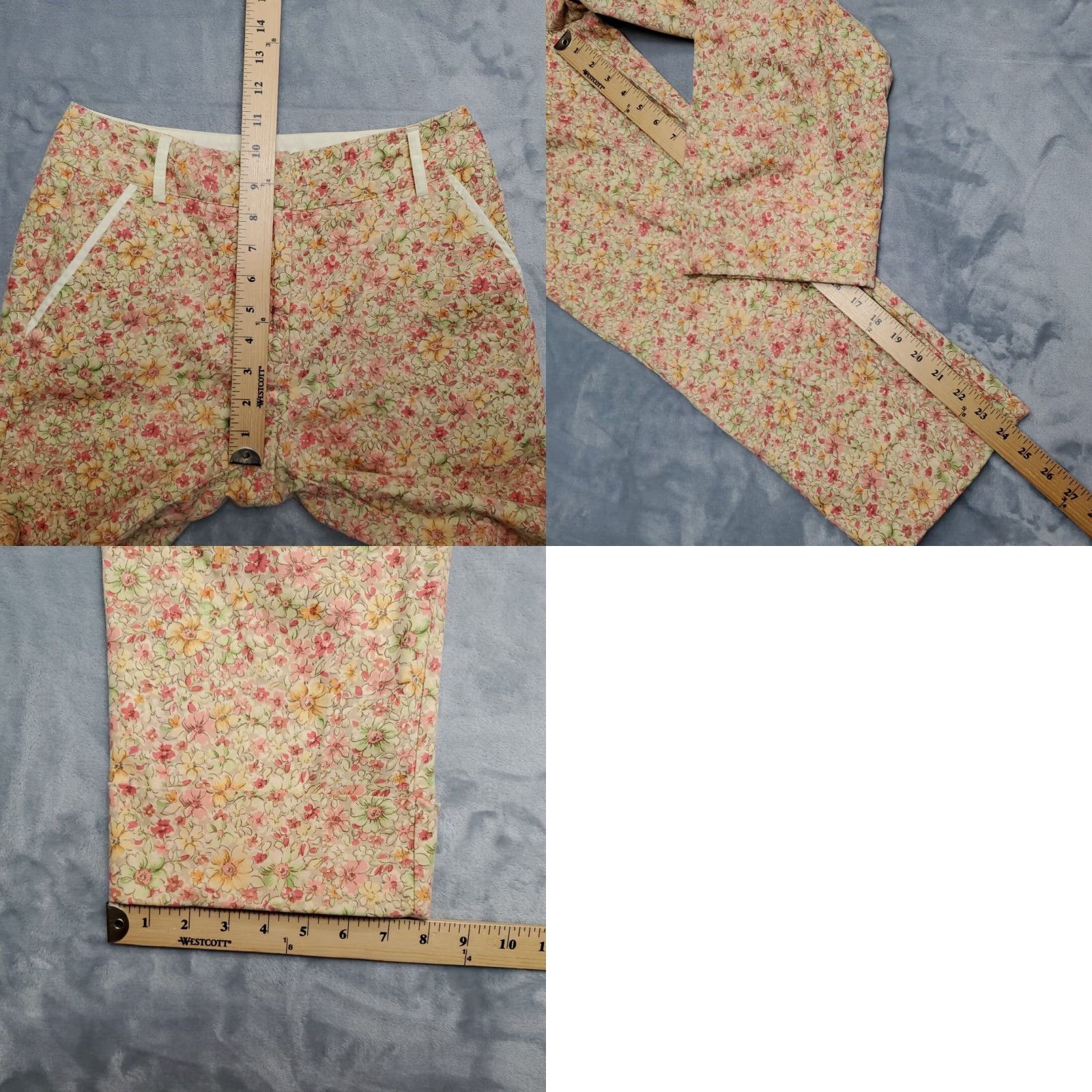 Talbots VINTAGE Talbots Pants Womens 4 Yellow Capri Casual Comfort Cottage USA Floral Pockets Cotton Blend 24in Inseam Womens Size 27" / US 4 / IT 40 - 8 Thumbnail