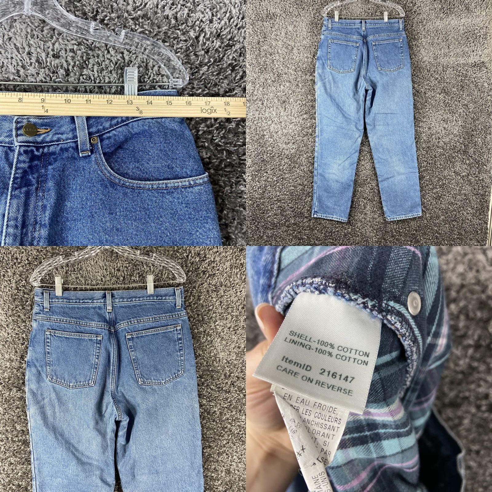 Vintage L.L. Bean Women's Relaxed Fit Lined Blue Jeans Size 12 Regular - Straight Style Size 34" / US 12 / IT 48 - 8 Thumbnail