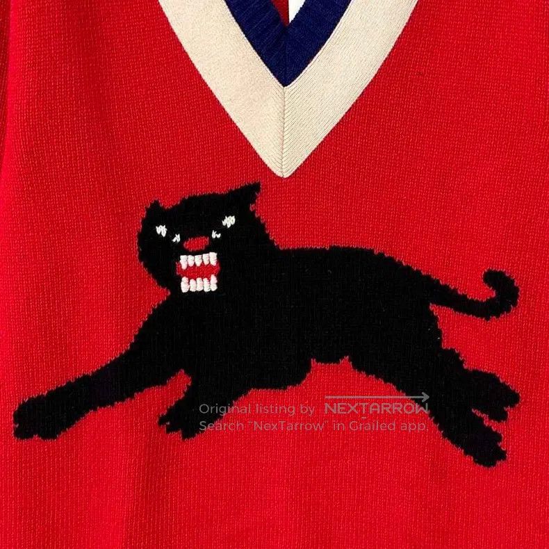 Gucci Gucci Tiger red and blue stitched sweater Size US XL / EU 56 / 4 - 3 Thumbnail