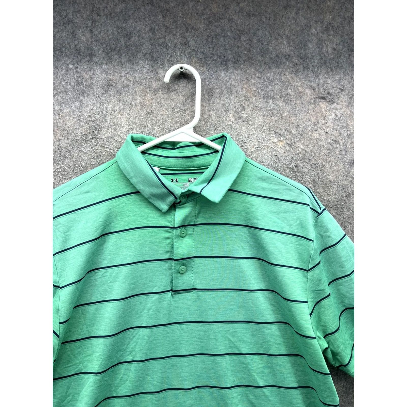 Under Armour Under Armour Polo Shirt Mens M Green Stripe HeatGear Woodfield Golf Club Size US M / EU 48-50 / 2 - 7 Thumbnail
