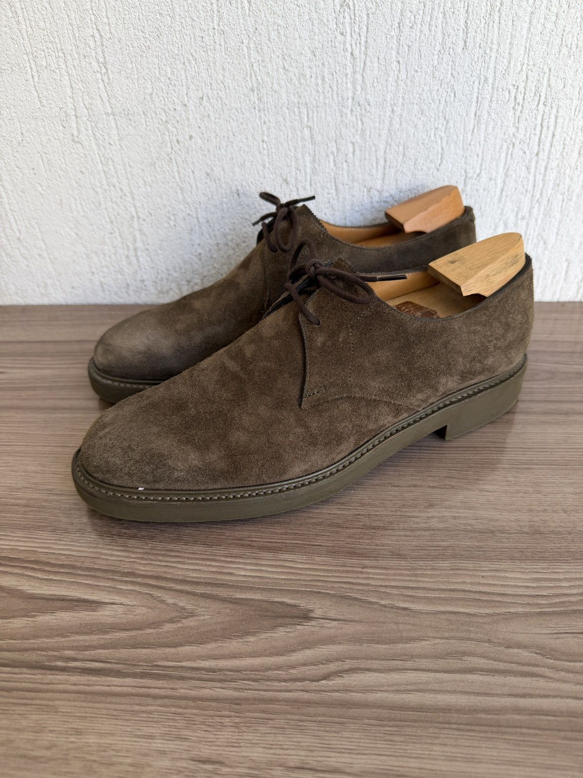 John Lobb 7.5EE Olive suede haloon derby Size US 8.5 / EU 41-42 - 1 Thumbnail