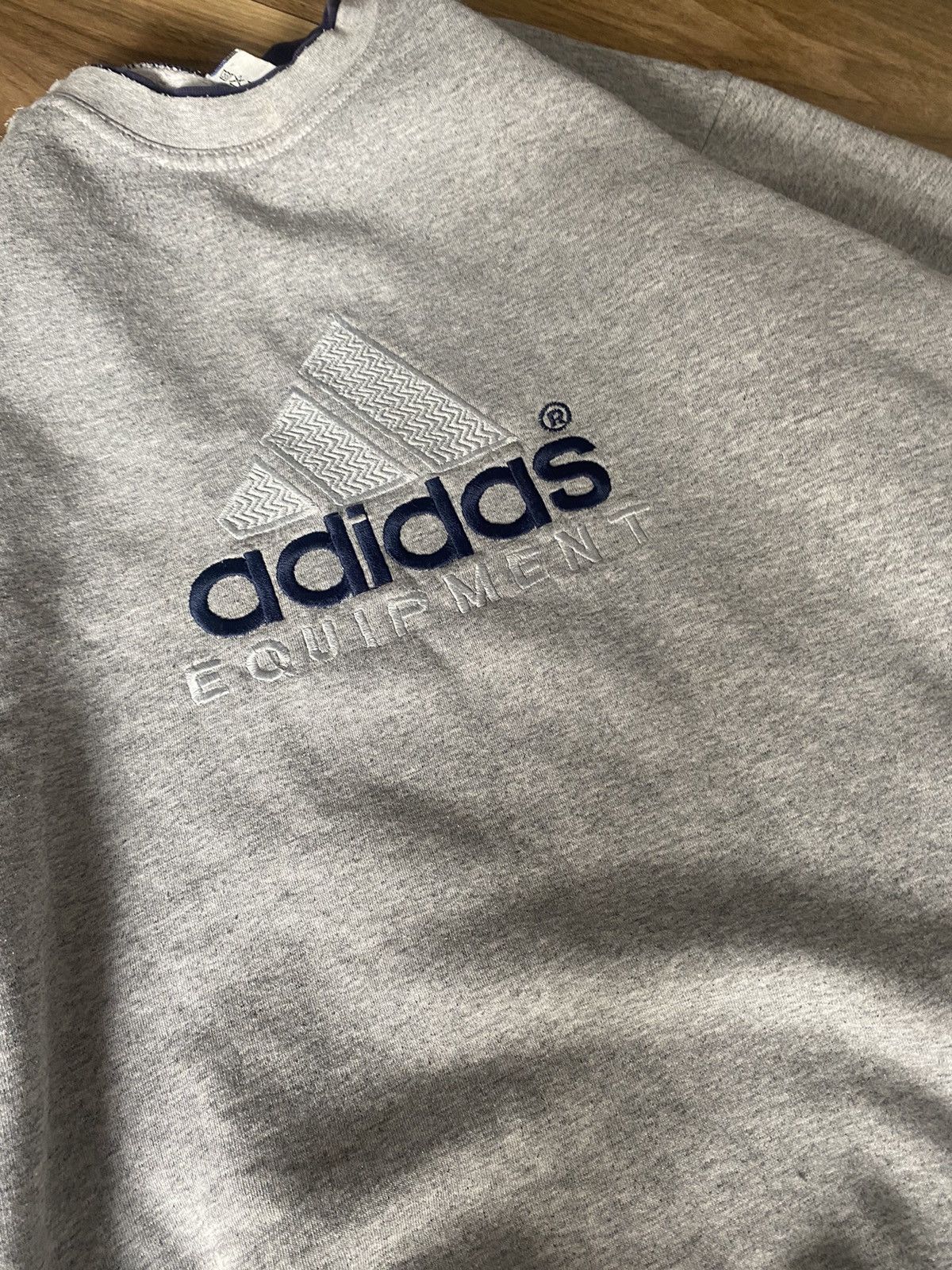 Adidas × Vintage 90s Vintage Adidas Equipment Grey Baggy Crewneck Sweatshirt Size US L / EU 52-54 / 3 - 2 Thumbnail