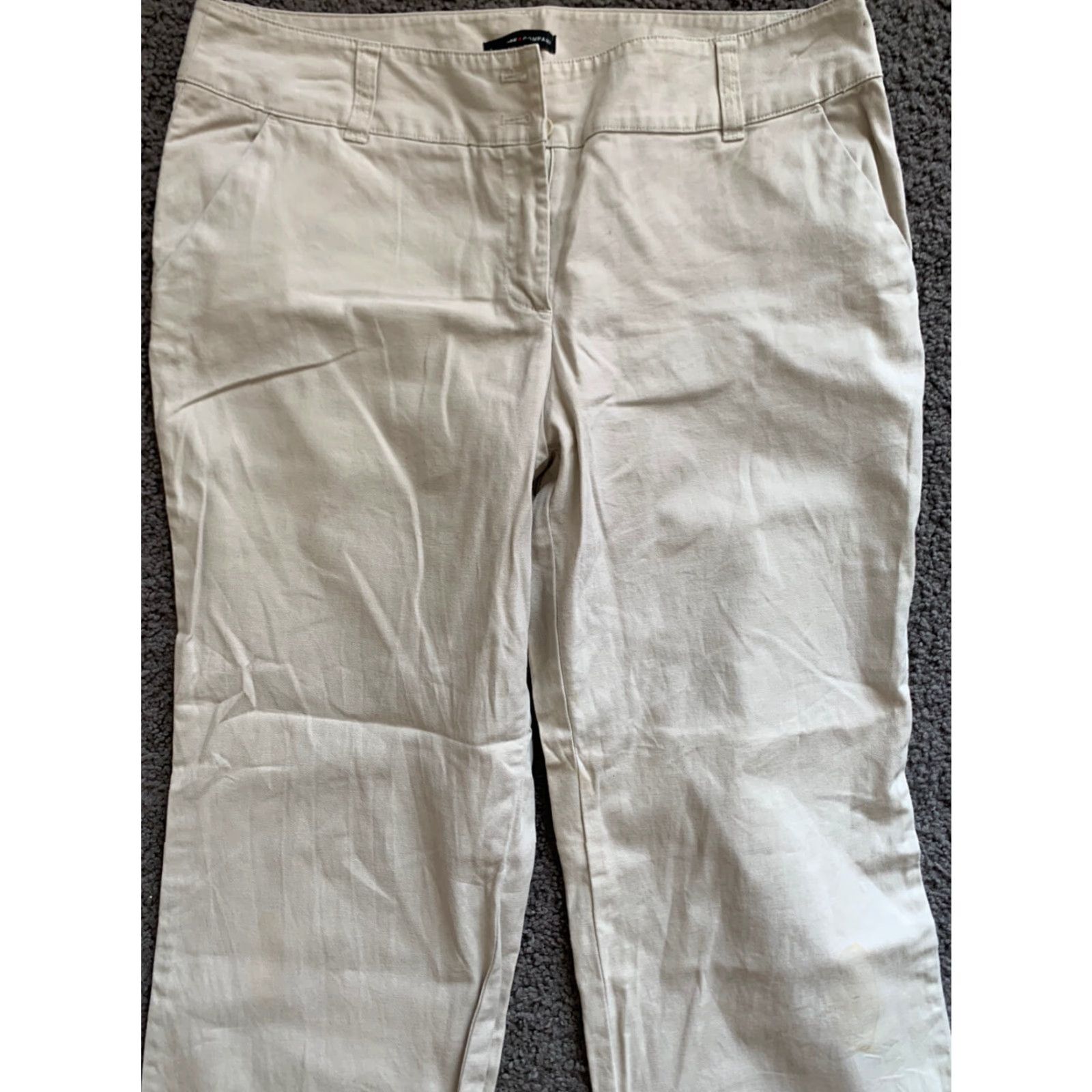 Vintage New York & Company Stretch Women's Beige Tan Career Cuffed Pants 12P Cuffed Size 34" / US 12 / IT 48 - 2 Thumbnail