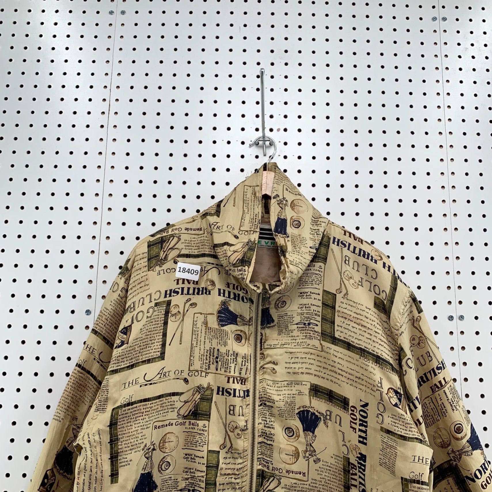 Vintage Vintage EVR 100% Silk Jacket Full Zip Golf AOP Graphic Large Brown 24X28 Mens Size US L / EU 52-54 / 3 - 5 Thumbnail