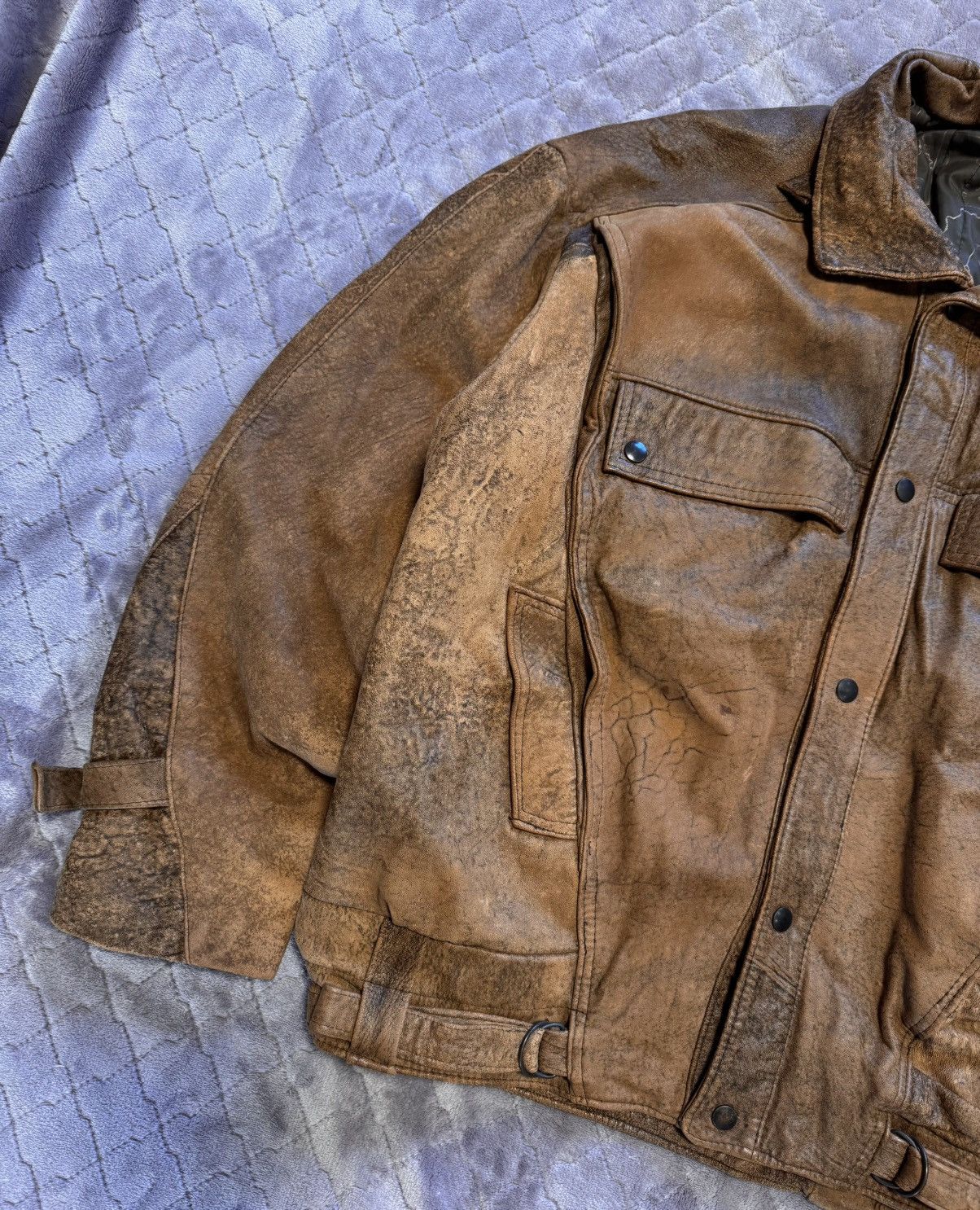 Vintage Vintage 1990s Avantgarde Leather Jacket Made in England Size US XL / EU 56 / 4 - 4 Thumbnail