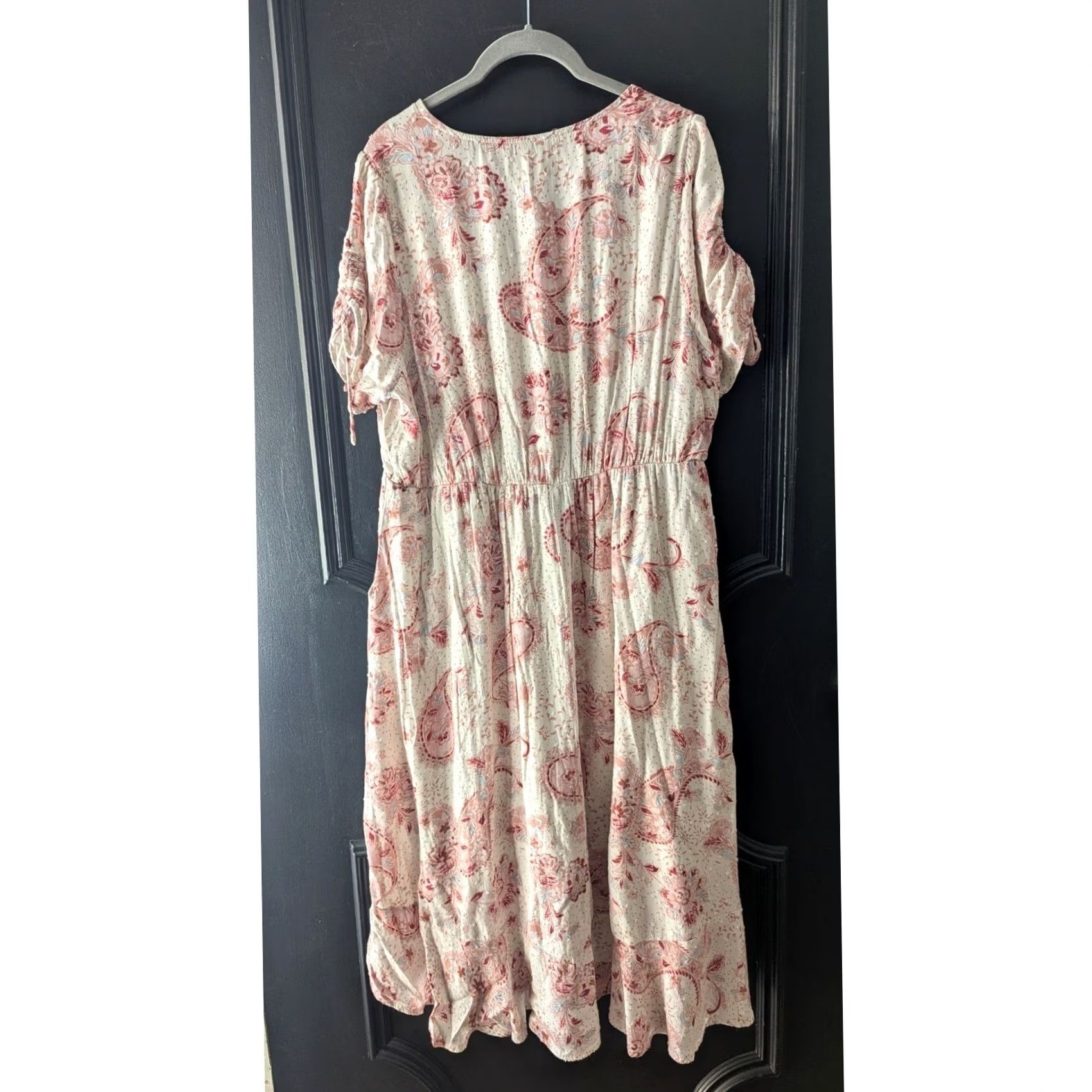 Torrid Torrid Pink Paisley Clip Dot High Low Midi Dress Size 14W Elastic Waist Faux Wrap Women Size XL / US 12-14 / IT 48-50 - 2 Thumbnail