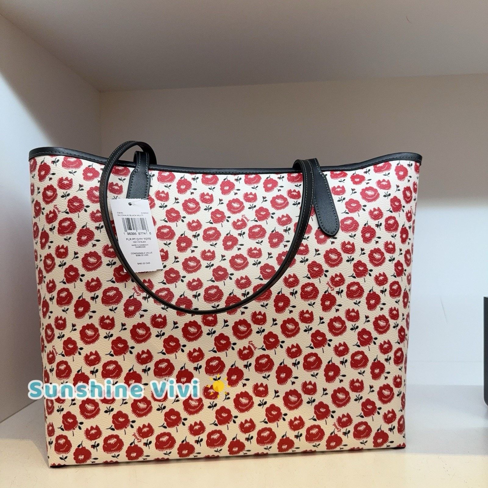 Coach NWT COACH City Tote Bag Floral Silver/Chalk/Black CBI50 Size ONE SIZE - 3 Thumbnail