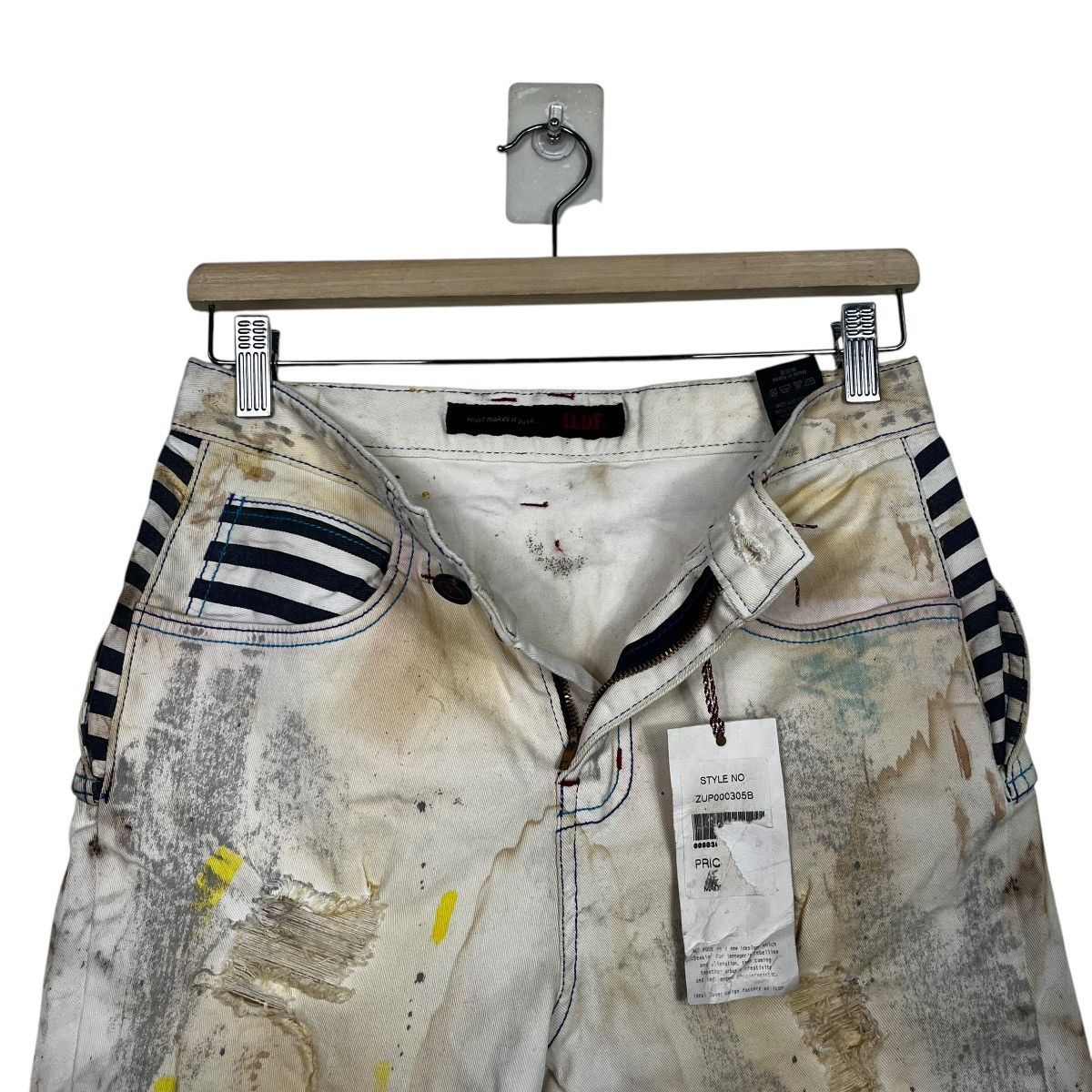 Seditionaries Vintage ILDE Distressed Motive Short Denim Jeans Size 28" / US 6 / IT 42 - 15 Thumbnail