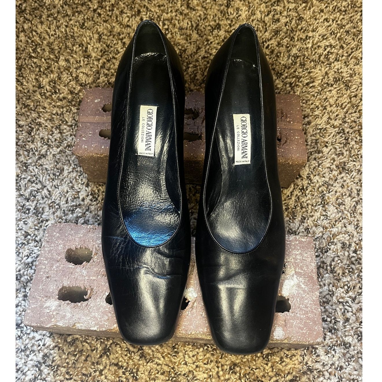 Giorgio Armani Giorgio Armani Leather Block Heel Pump Shoes Black 38.5 Size US 8.5 / IT 38.5 - 4 Thumbnail