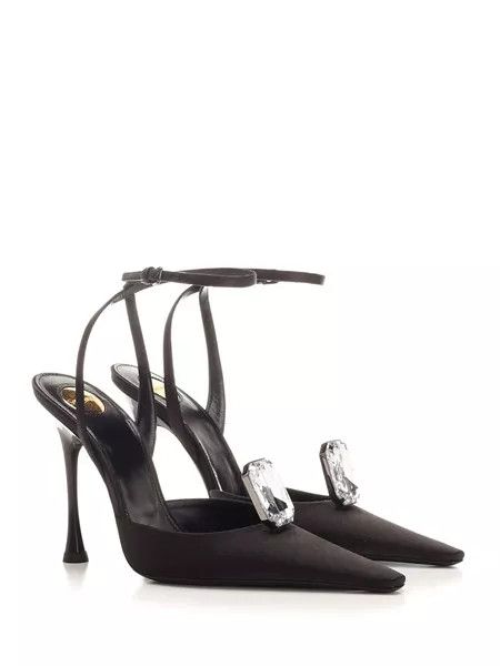 Saint Laurent Paris o1bcso1str0426 Doville Satin Slingback in Black Size US 10 / IT 40 - 2 Thumbnail