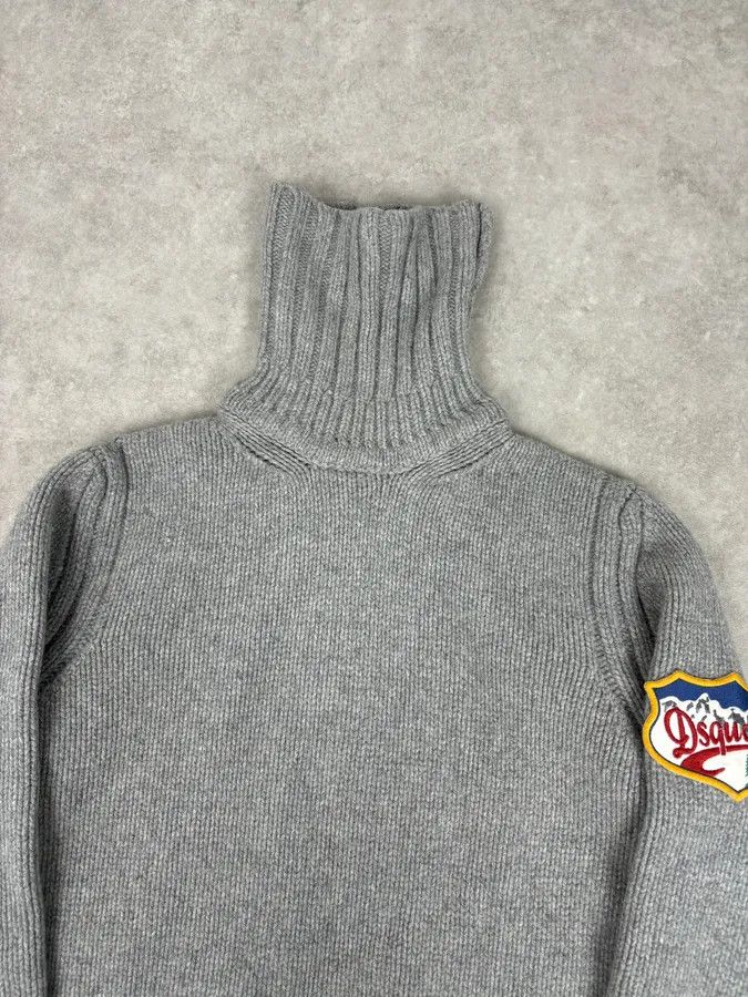 Dsquared2 AW2007 Dsquared2 Grey Wool Embroidered Patch Turtleneck Size US S / EU 44-46 / 1 - 5 Thumbnail