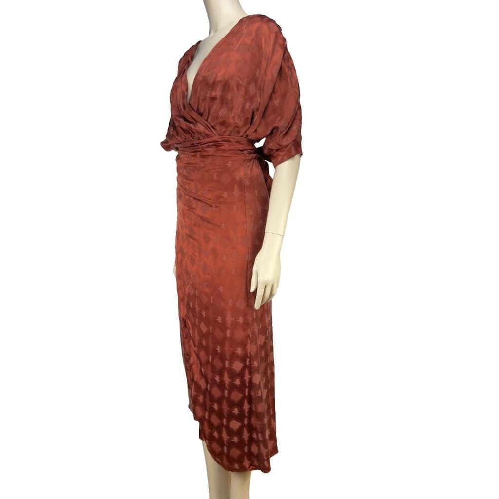 Callaway Revolve CALLAHAN Sami Rust Satin Tie Waist Midi Dress sz XS Size XS / US 0-2 / IT 36-38 - 12 Thumbnail