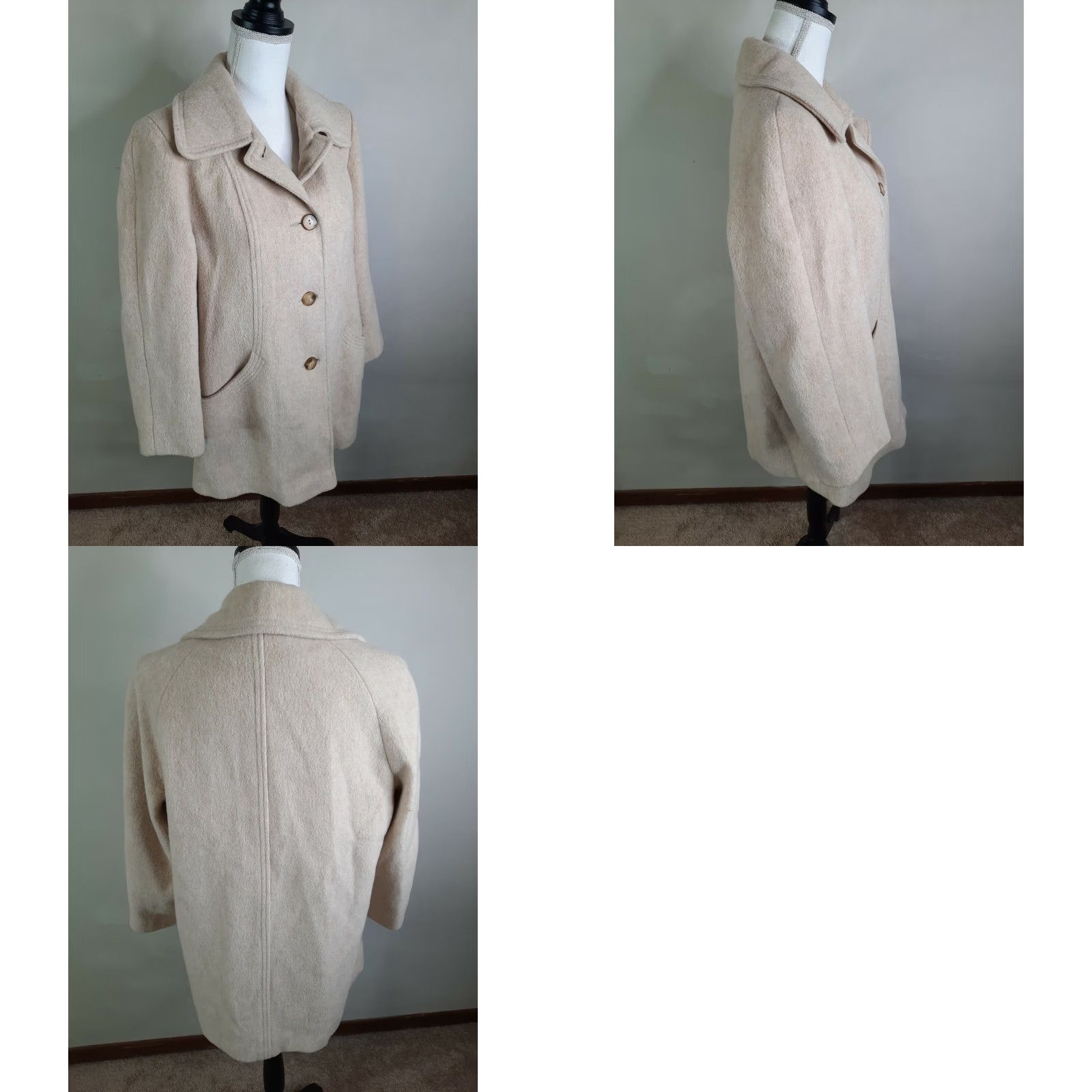 Vintage VINTAGE Herman Kay Coat Wool Blend Beige Tan Womens Petite Sz 10 Made in USA Size L / US 10 / IT 46 - 8 Thumbnail