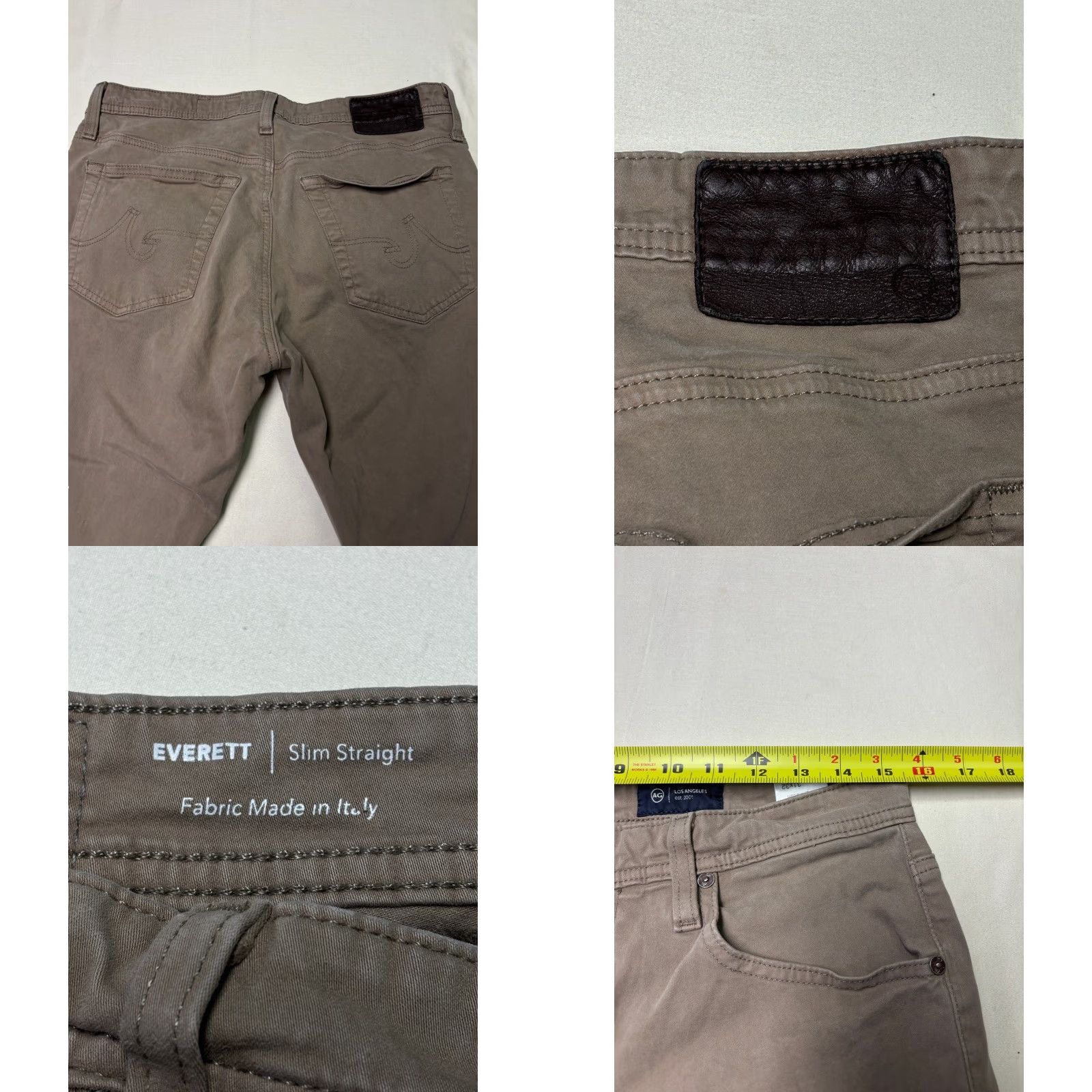 AG Jeans AG Jeans Everett Slim Straight Chinos Tan Mens 31x31 Cotton Elastane Chino Pants Slim Straight Tan Casual Workwear Mens Size US 31 - 8 Thumbnail