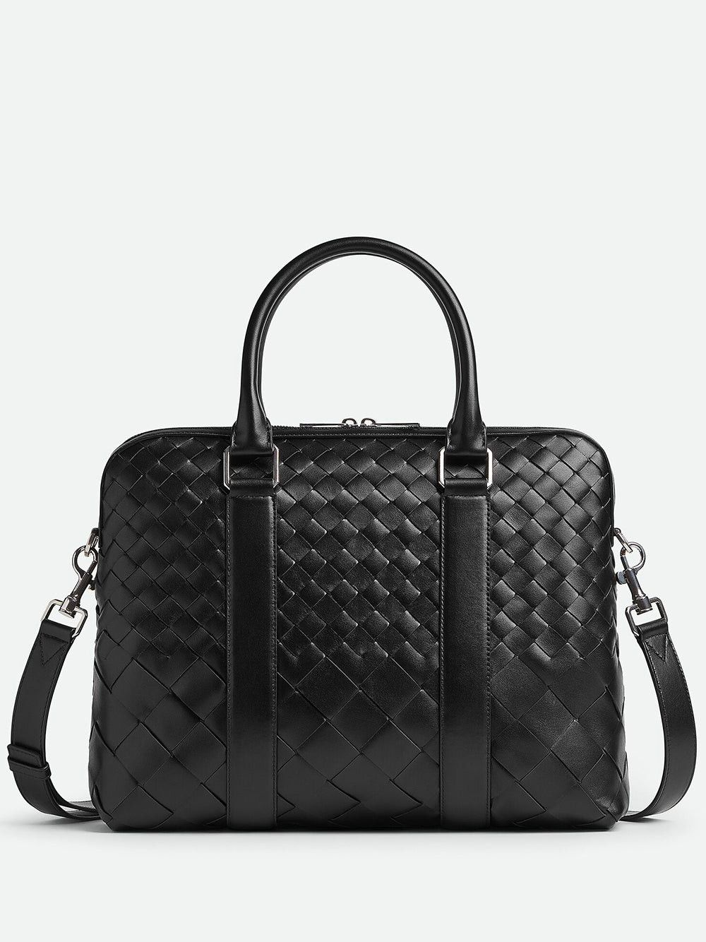 image of Bottega Veneta Intrecciato Slim Business Tote Bag in Black, Men's