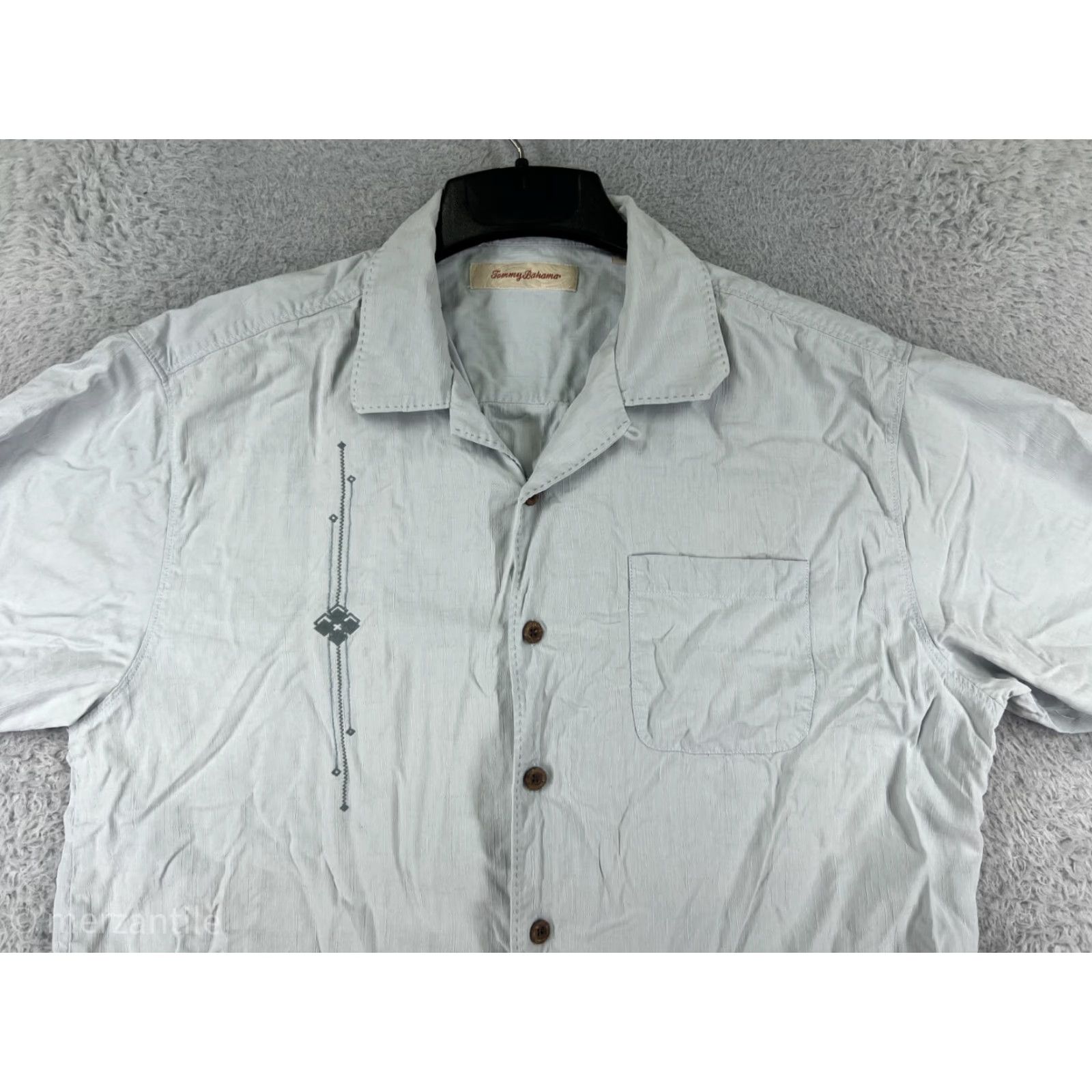 Tommy Bahama Tommy Bahama Shirt Mens Large Blue 100% Silk Hawaiian Button-Up Camp Vacation Adult L Silk Blue Aloha Hawaiian Resort 1990s Mens Size US L / EU 52-54 / 3 - 4 Thumbnail