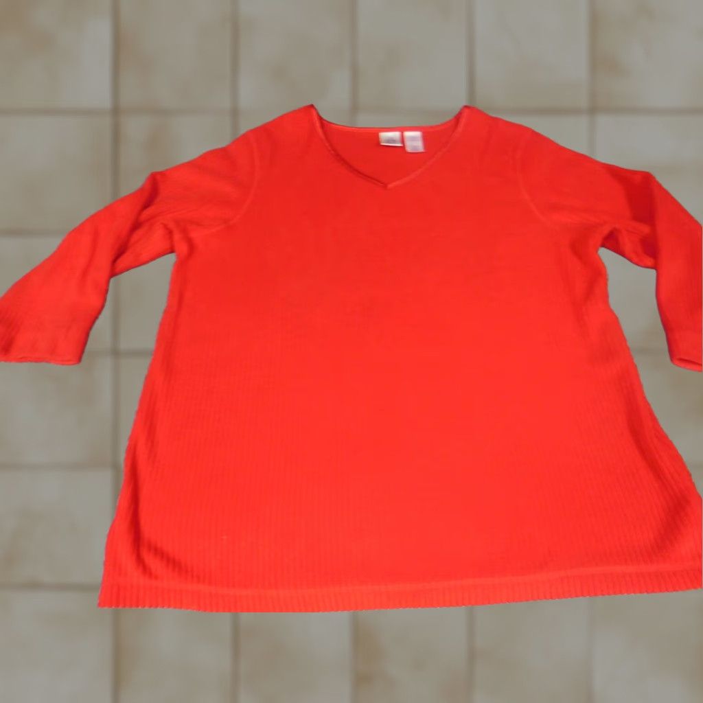 Vintage Just My Size Sweater 20W Womens Dolman Sleeve V-Neck Pullover Red Knit Size 3XL / US 20-22 - 1 Thumbnail