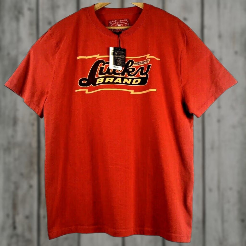Lucky Brand LUCKY Brand T-Shirt Mens Medium Short Sleeve Lightning Tee Orange Orange Logo Crew Neck Breathing All Seasons Casual Size US M / EU 48-50 / 2 - 1 Thumbnail