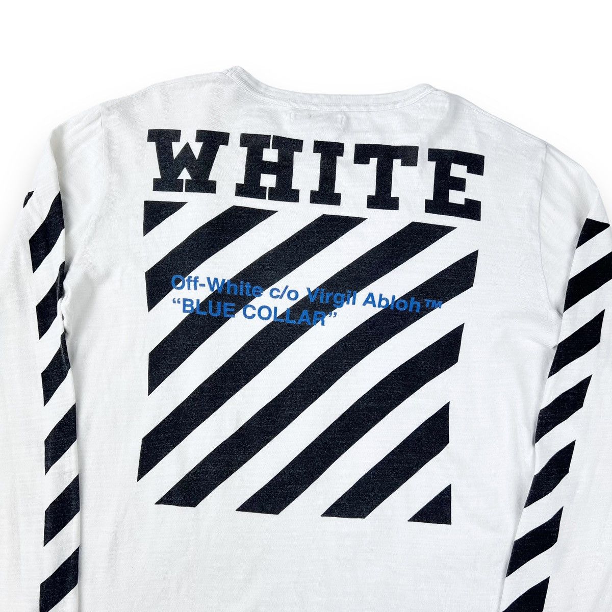 Off white blue collar crew neck hotsell