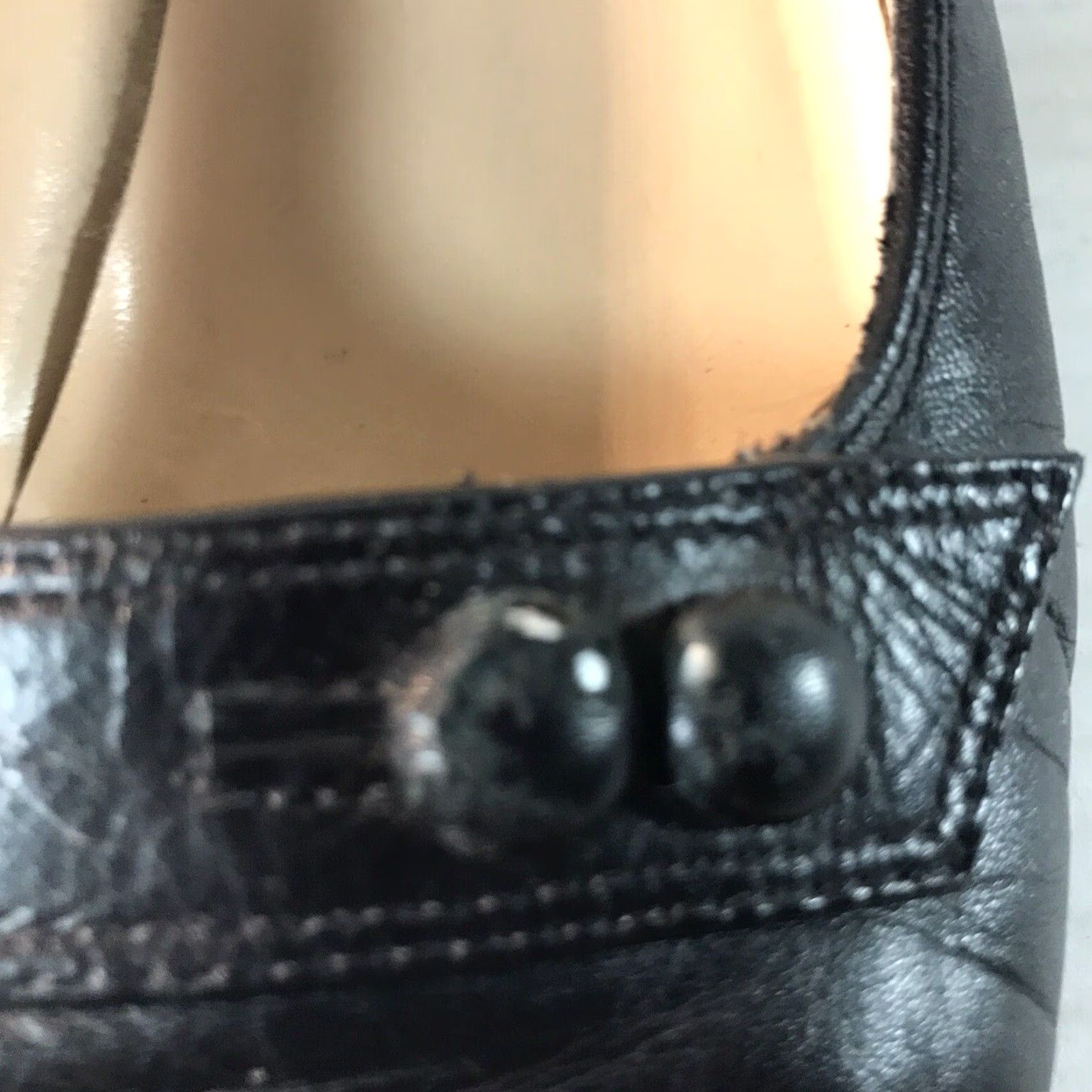 Vintage Madeline Chestnut Black Leather Block Heel Dress Shoes Womens Size 7.5M Square Toe Size M / US 6-8 / IT 42-44 - 3 Thumbnail