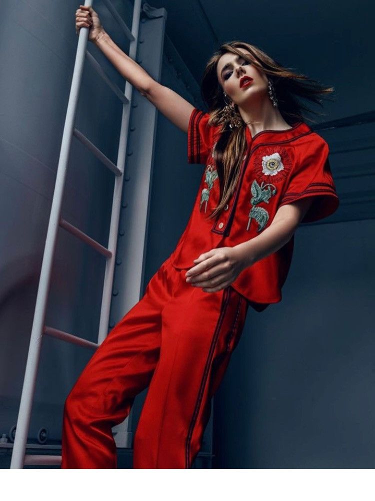 Gucci Gucci runway Gucci Baseball Embroidery Top Red Size S / US 4 / IT 40 - 9 Thumbnail