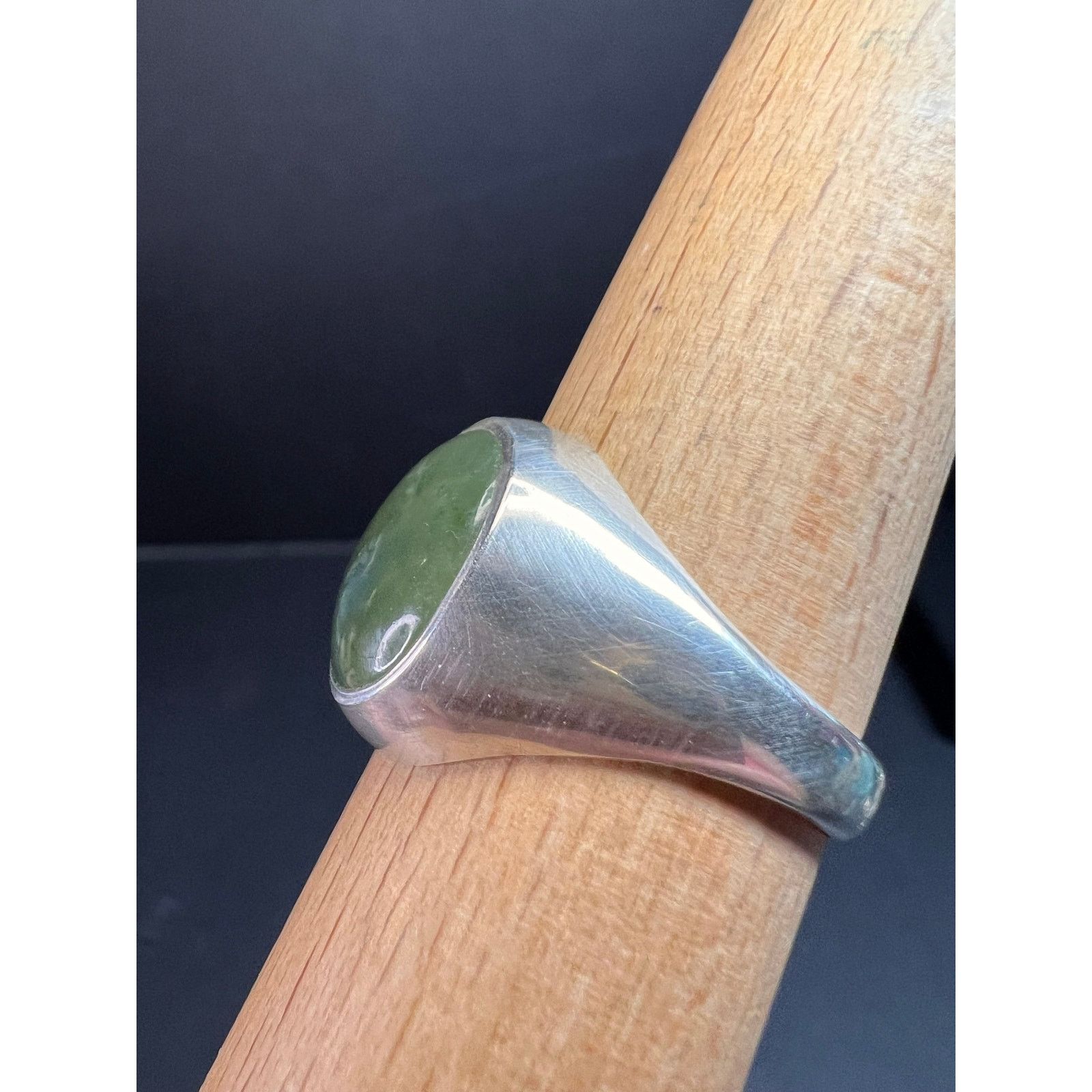 Other Vintage nephrite Jade sterling silver ring size 11 Size ONE SIZE - 9 Thumbnail